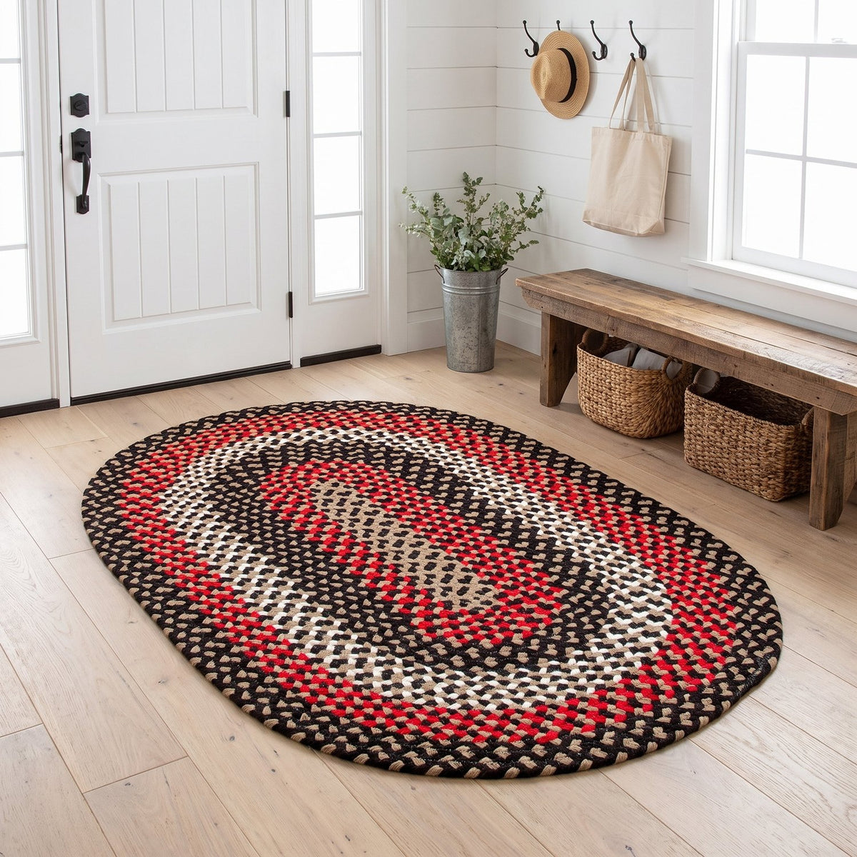 Black Plymouth Collection braided rug 4' x 6' Oval #size_4' x 6' Oval
