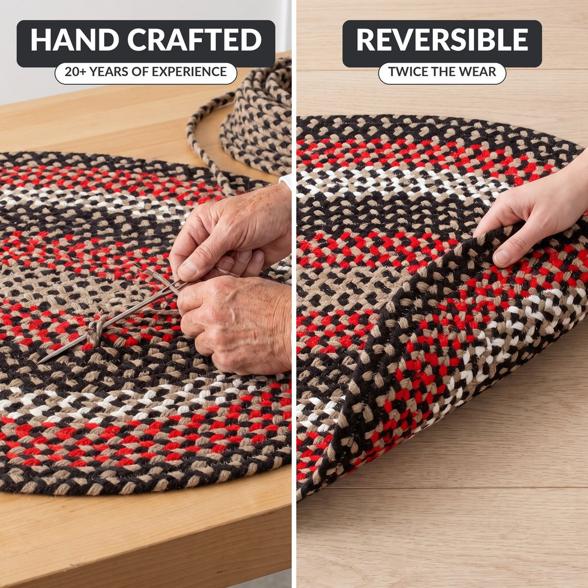 Black Plymouth Collection braided rug