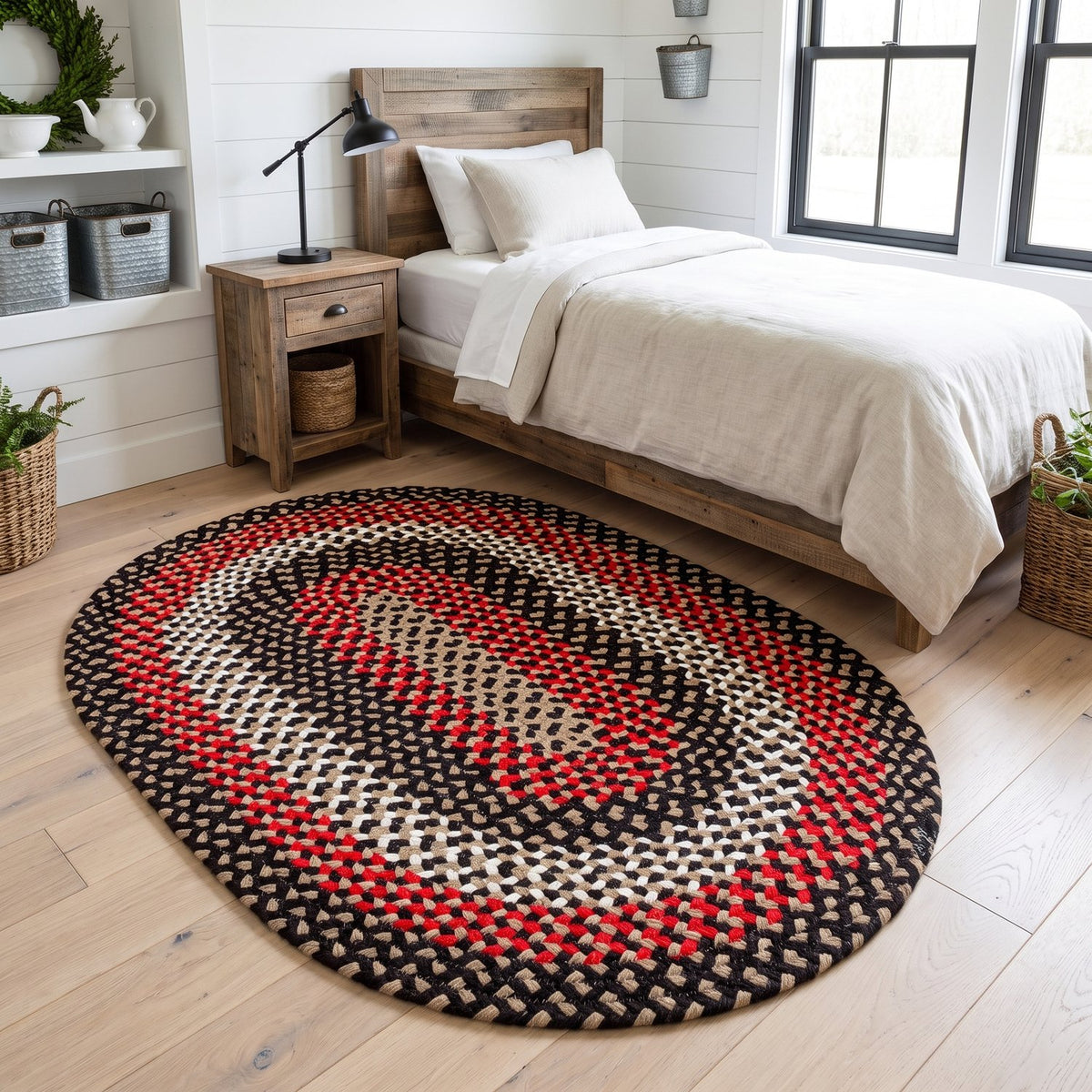 Black Plymouth Collection braided rug 4' x 6' Oval #size_4' x 6' Oval