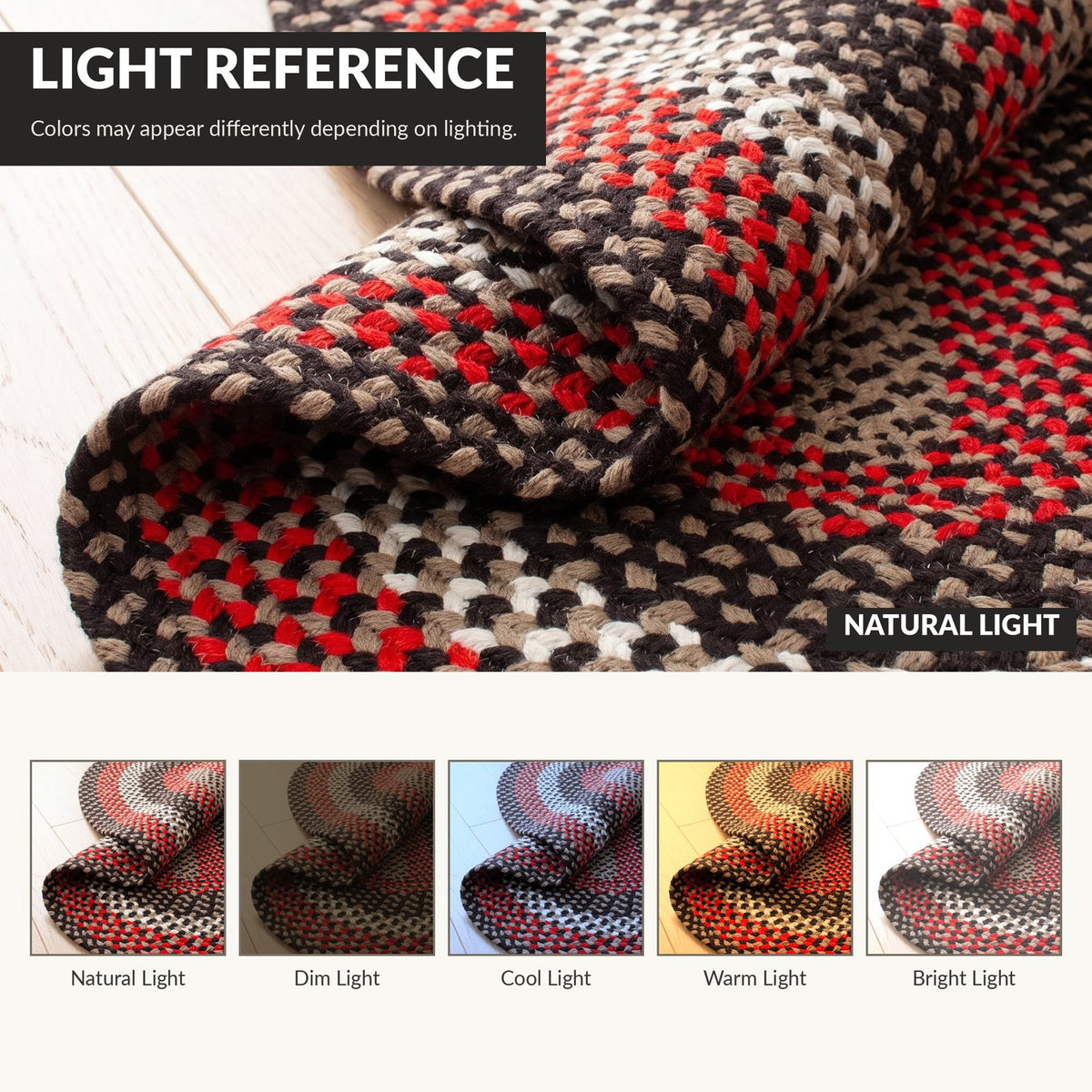 Black Plymouth Collection braided rug 4' x 6' Oval #size_4' x 6' Oval