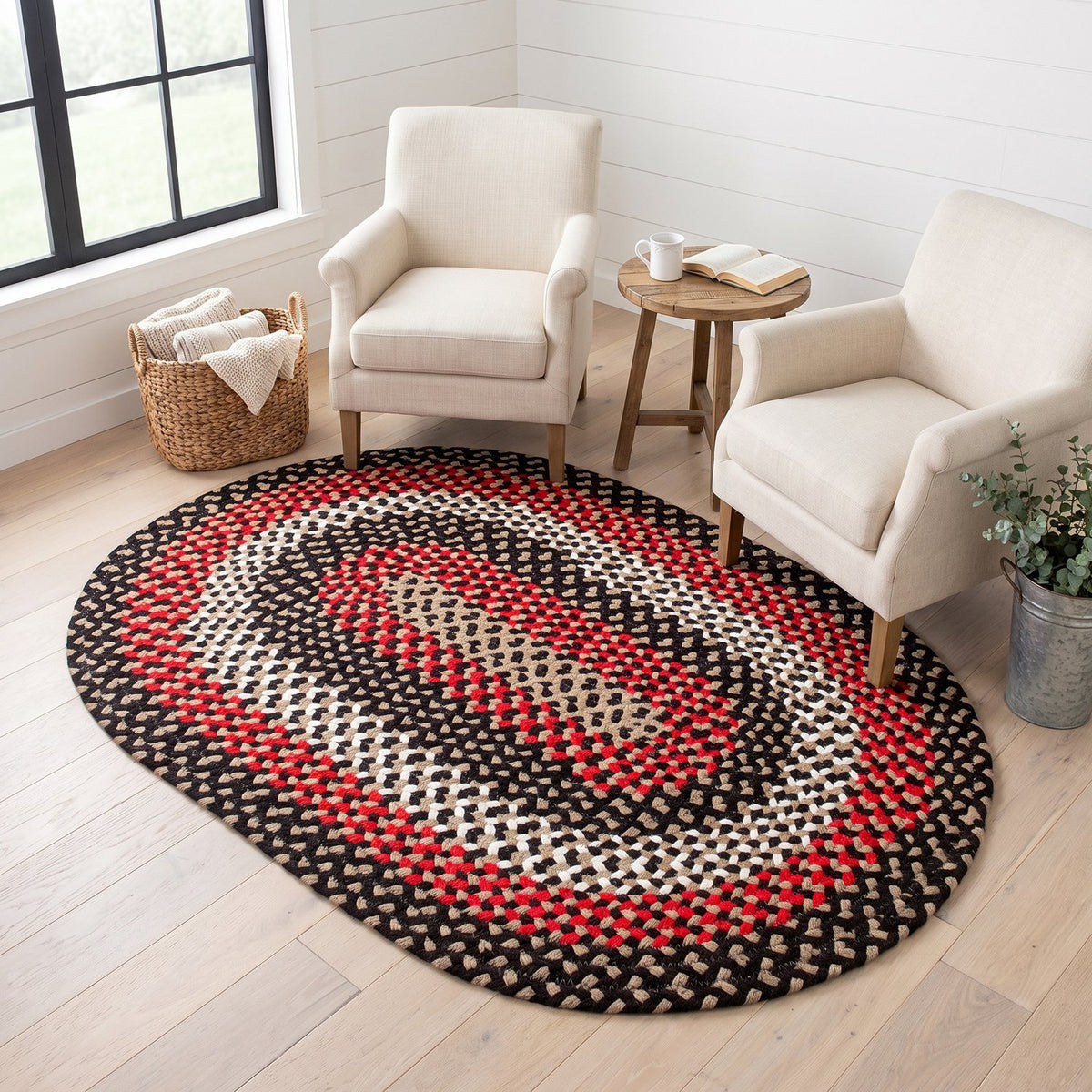 Black Plymouth Collection braided rug 4' x 6' Oval #size_4' x 6' Oval