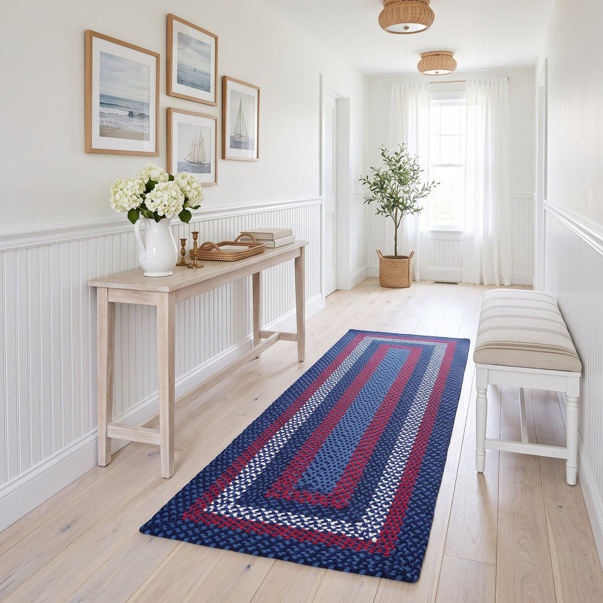 Blue Plymouth Collection braided rug 2' x 6' Rectangle Runner #size_2' x 6' Rectangle Runner