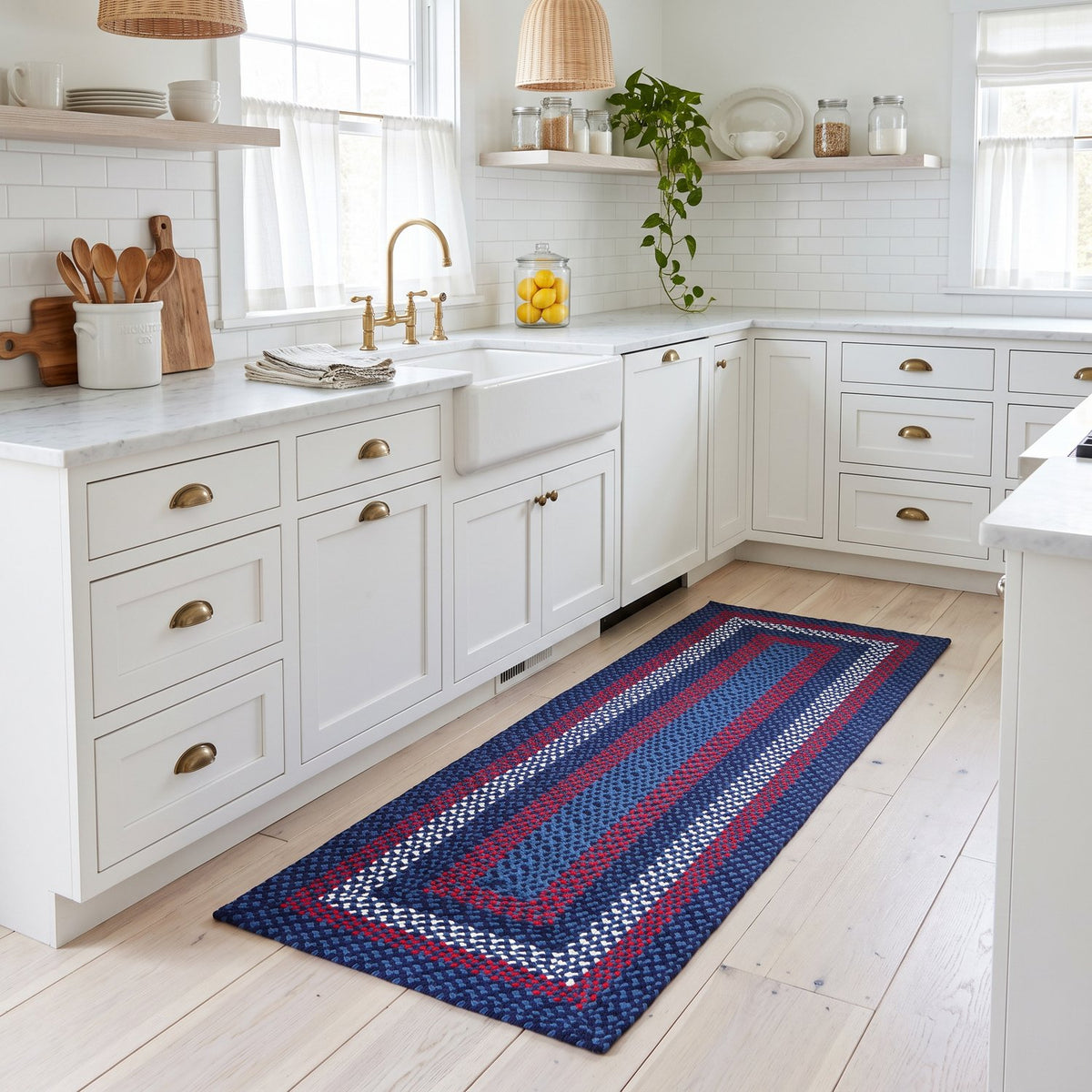 Blue Plymouth Collection braided rug 2' x 6' Rectangle Runner #size_2' x 6' Rectangle Runner