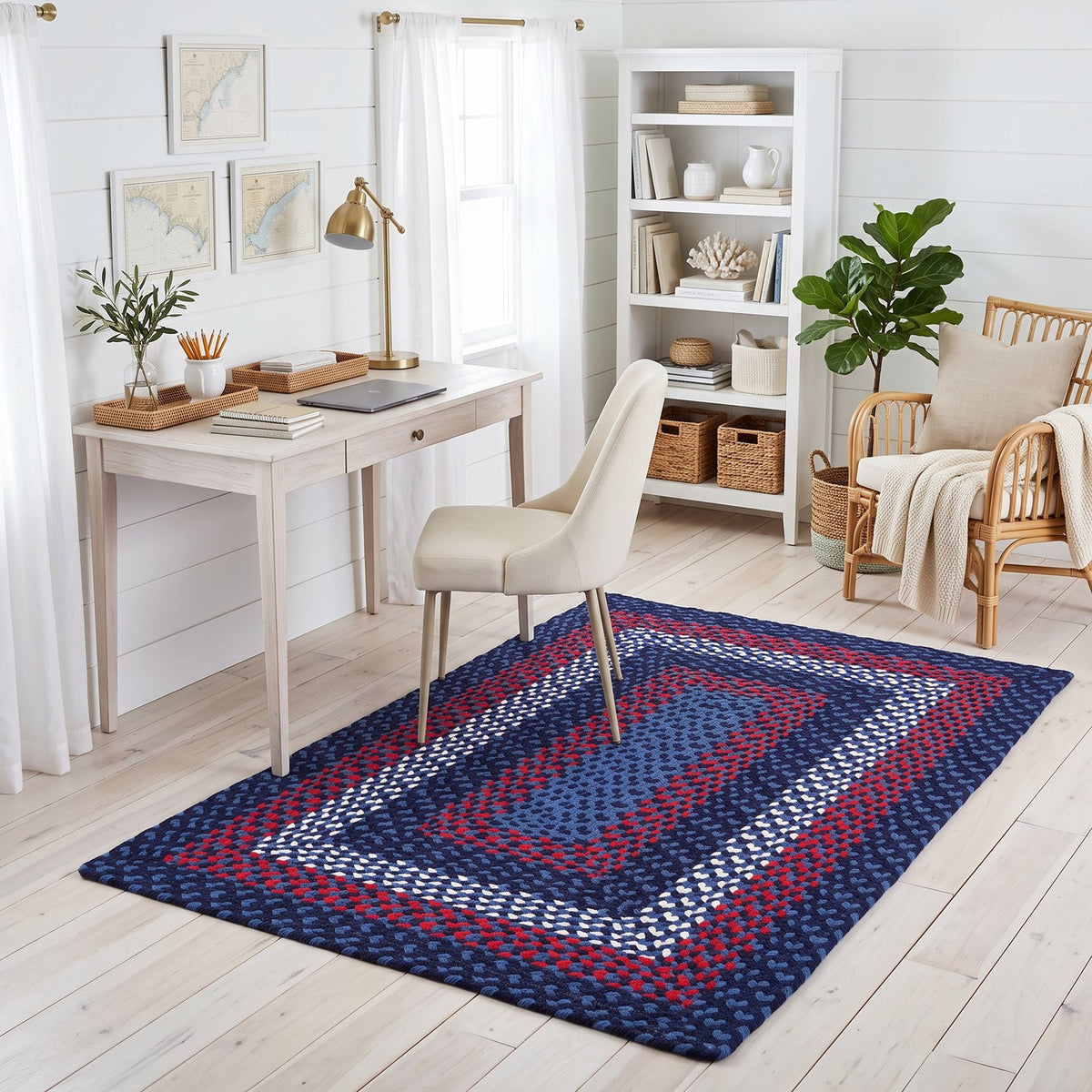 Blue Plymouth Collection braided rug 3' x 5' Rectangle #size_3' x 5' Rectangle