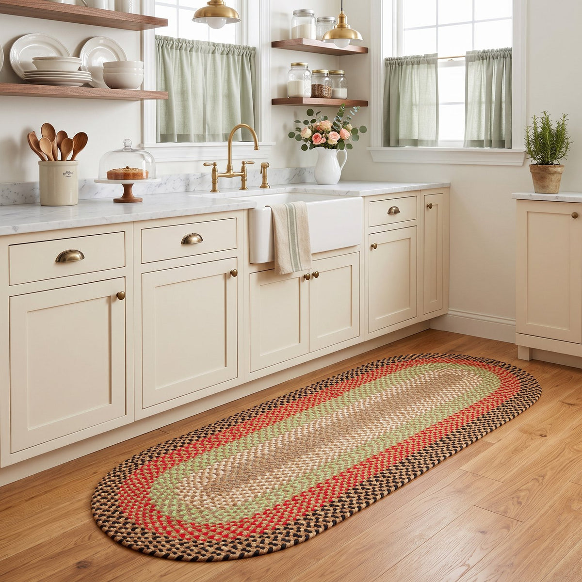 Earthtone Plymouth Collection braided rug 2' x 6' Oval Runner #size_2' x 6' Oval Runner