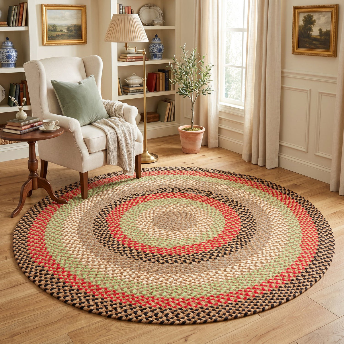 Earthtone Plymouth Collection braided rug 4' Round #size_4' Round