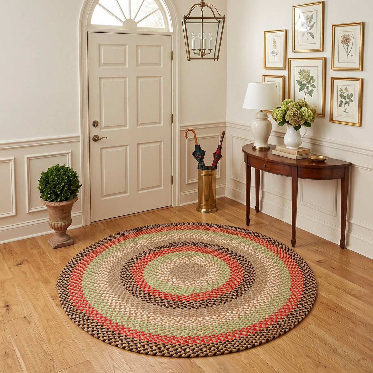 Earthtone Plymouth Collection braided rug 4' Round #size_4' Round