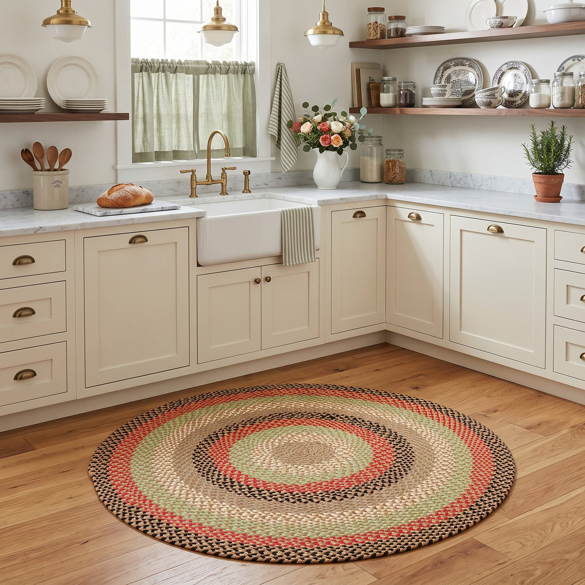 Earthtone Plymouth Collection braided rug 4' Round #size_4' Round