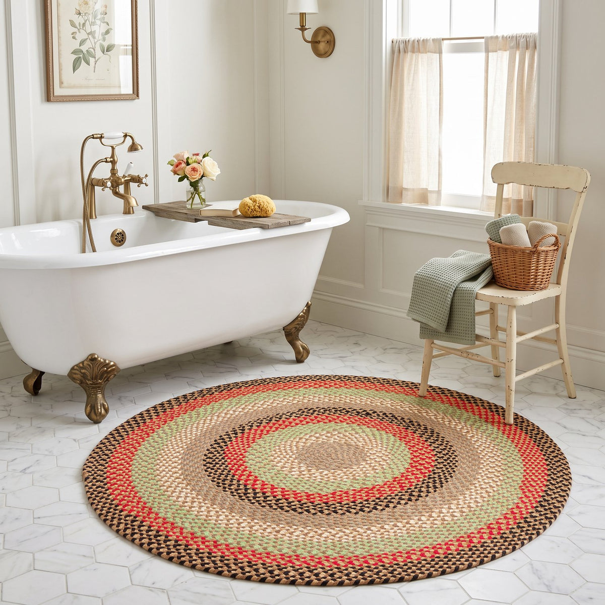 Earthtone Plymouth Collection braided rug 4' Round #size_4' Round