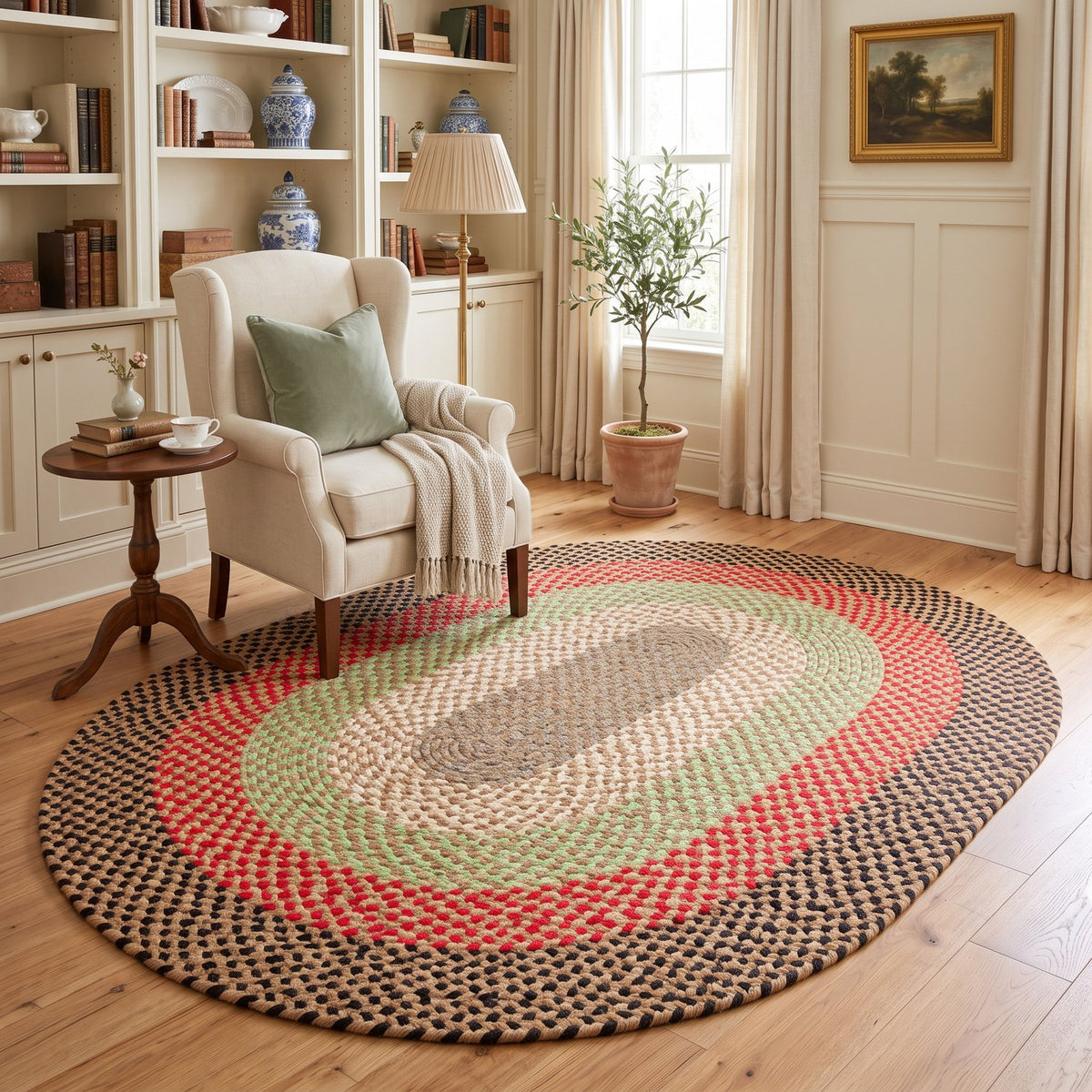 Earthtone Plymouth Collection braided rug 4' x 6' Oval #size_4' x 6' Oval