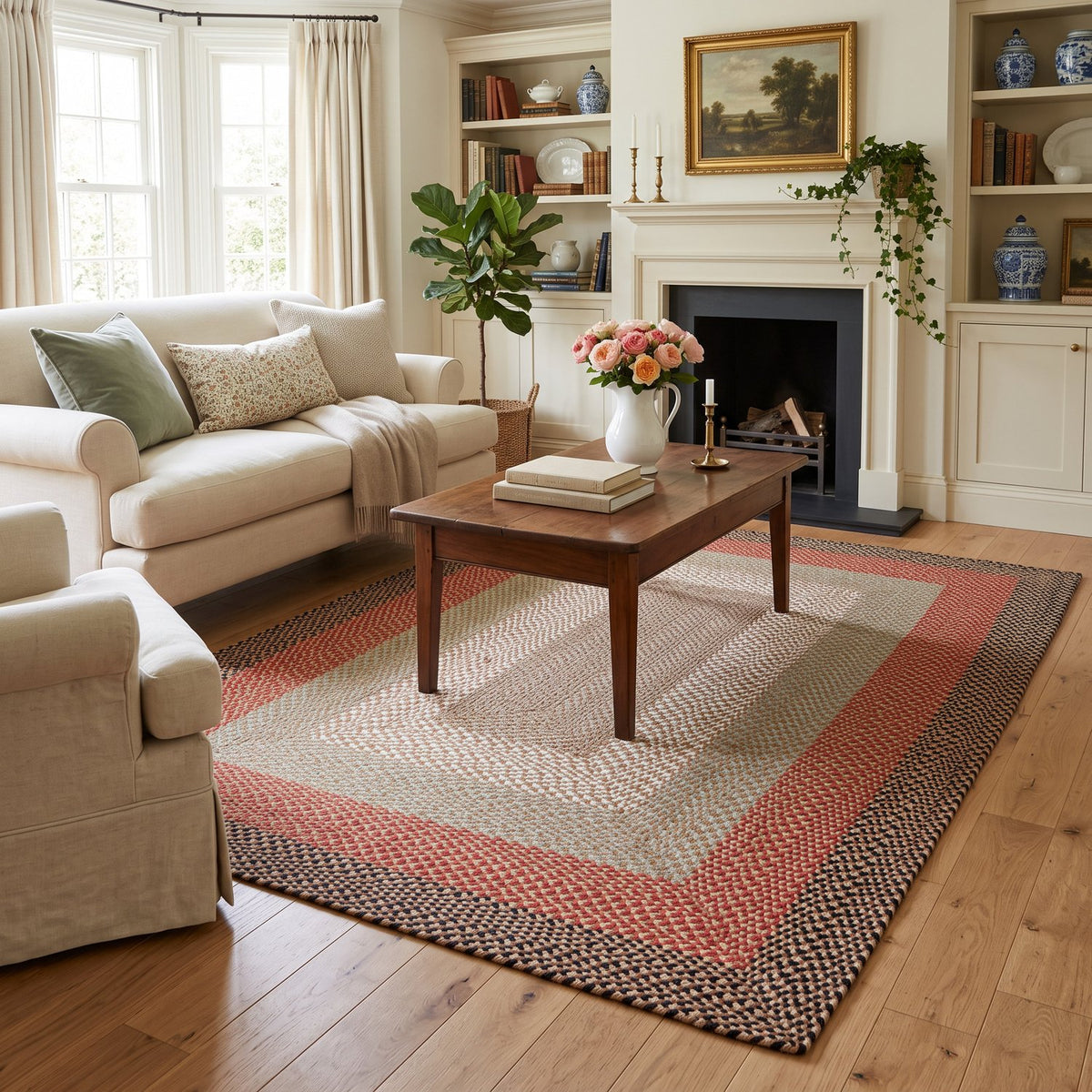 Earthtone Plymouth Collection braided rug 4' x 6' Rectangle #size_4' x 6' Rectangle