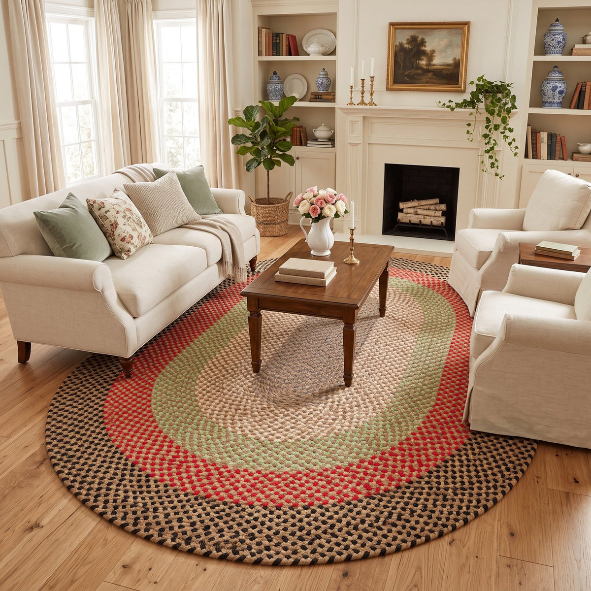 Earthtone Plymouth Collection braided rug 5' x 7' Oval #size_5' x 7' Oval