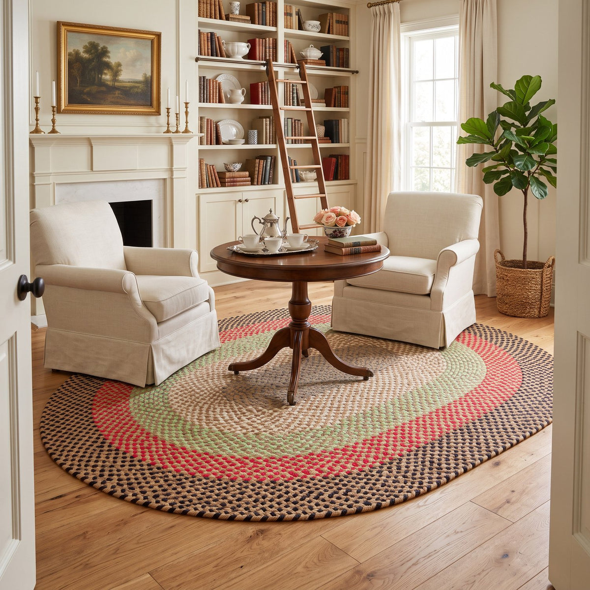 Earthtone Plymouth Collection braided rug 5' x 7' Oval #size_5' x 7' Oval