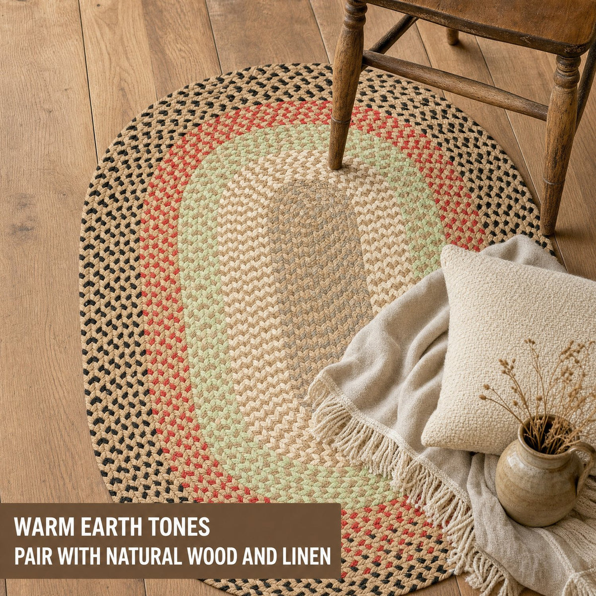 Earthtone Plymouth Collection braided rug 7' x 9' Oval #size_7' x 9' Oval