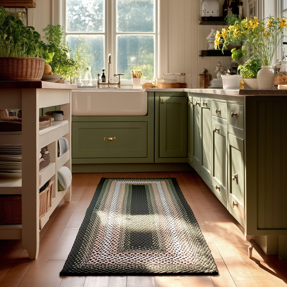 Green Plymouth Collection braided rug 2' x 6' Rectangle Runner #size_2' x 6' Rectangle Runner