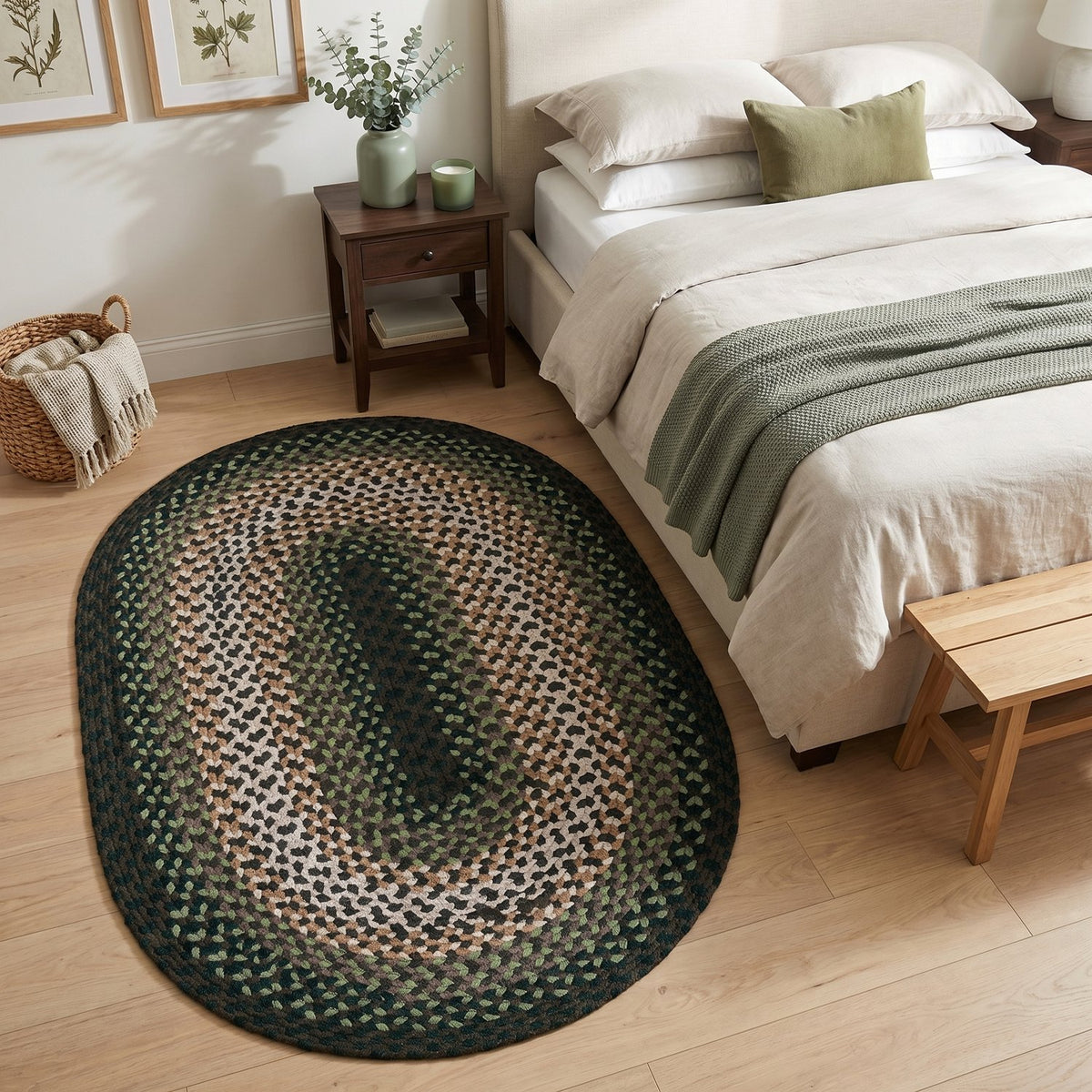 Green Plymouth Collection braided rug 3' x 5' Oval #size_3' x 5' Oval