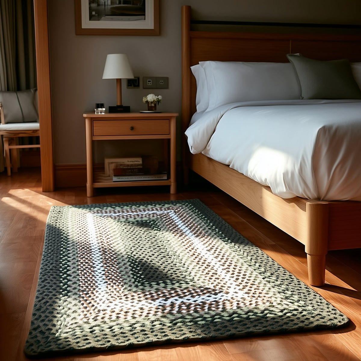 Green Plymouth Collection braided rug 4' x 6' Rectangle #size_4' x 6' Rectangle