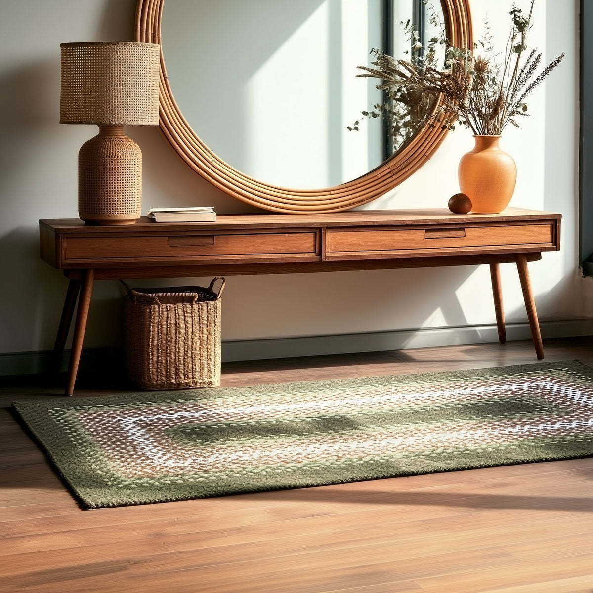 Green Plymouth Collection braided rug 4' x 6' Rectangle #size_4' x 6' Rectangle