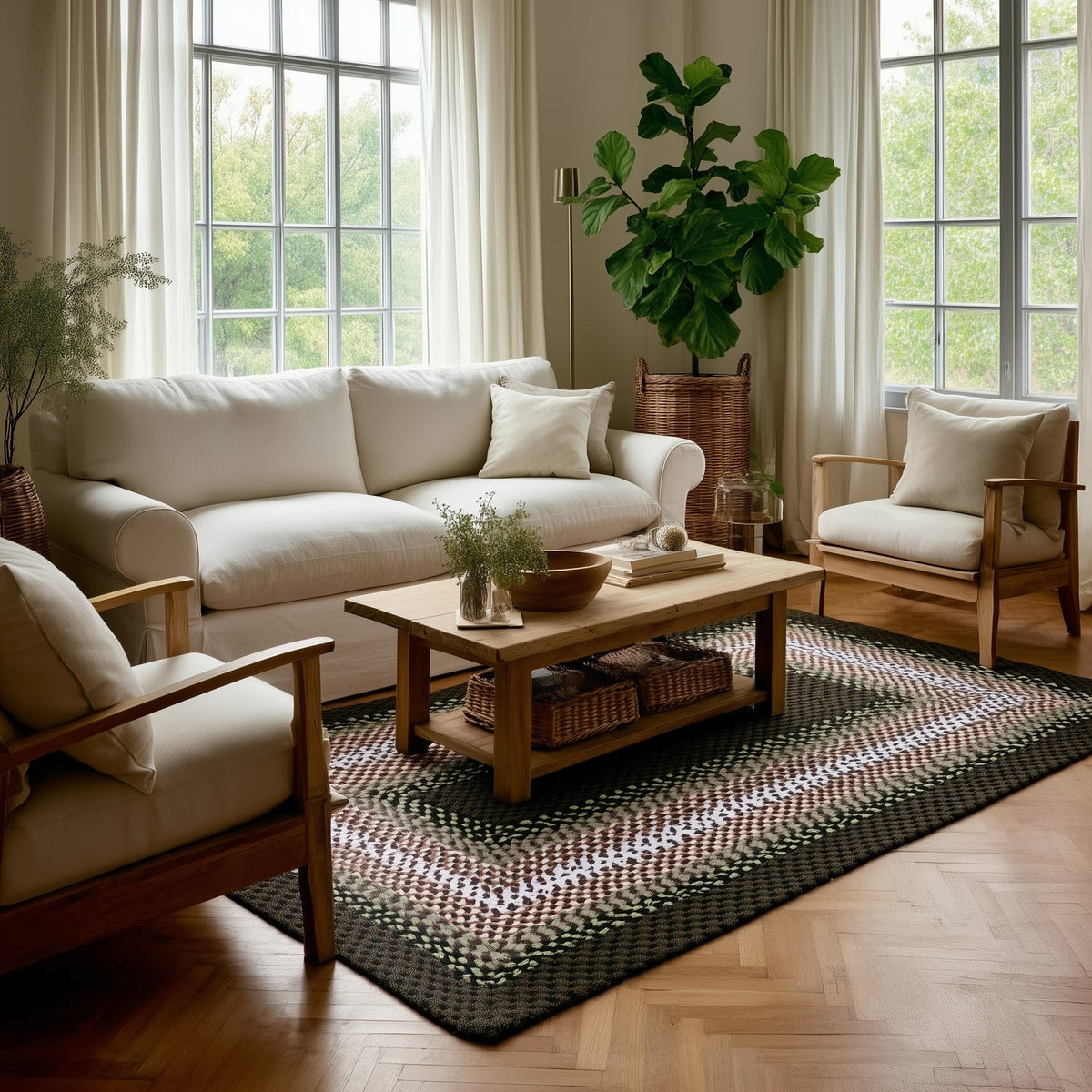 Green Plymouth Collection braided rug 5' x 7' Rectangle #size_5' x 7' Rectangle