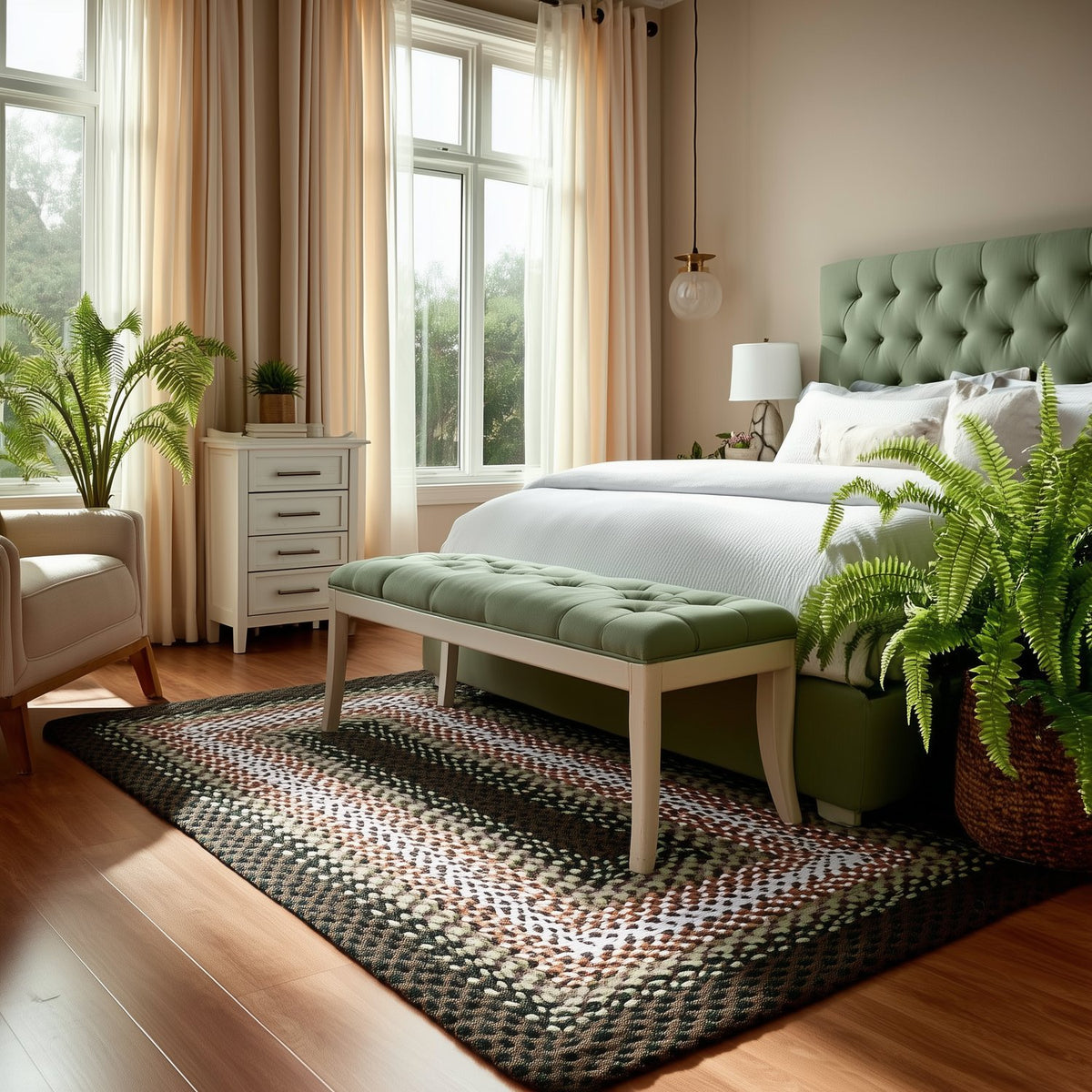 Green Plymouth Collection braided rug 5' x 7' Rectangle #size_5' x 7' Rectangle