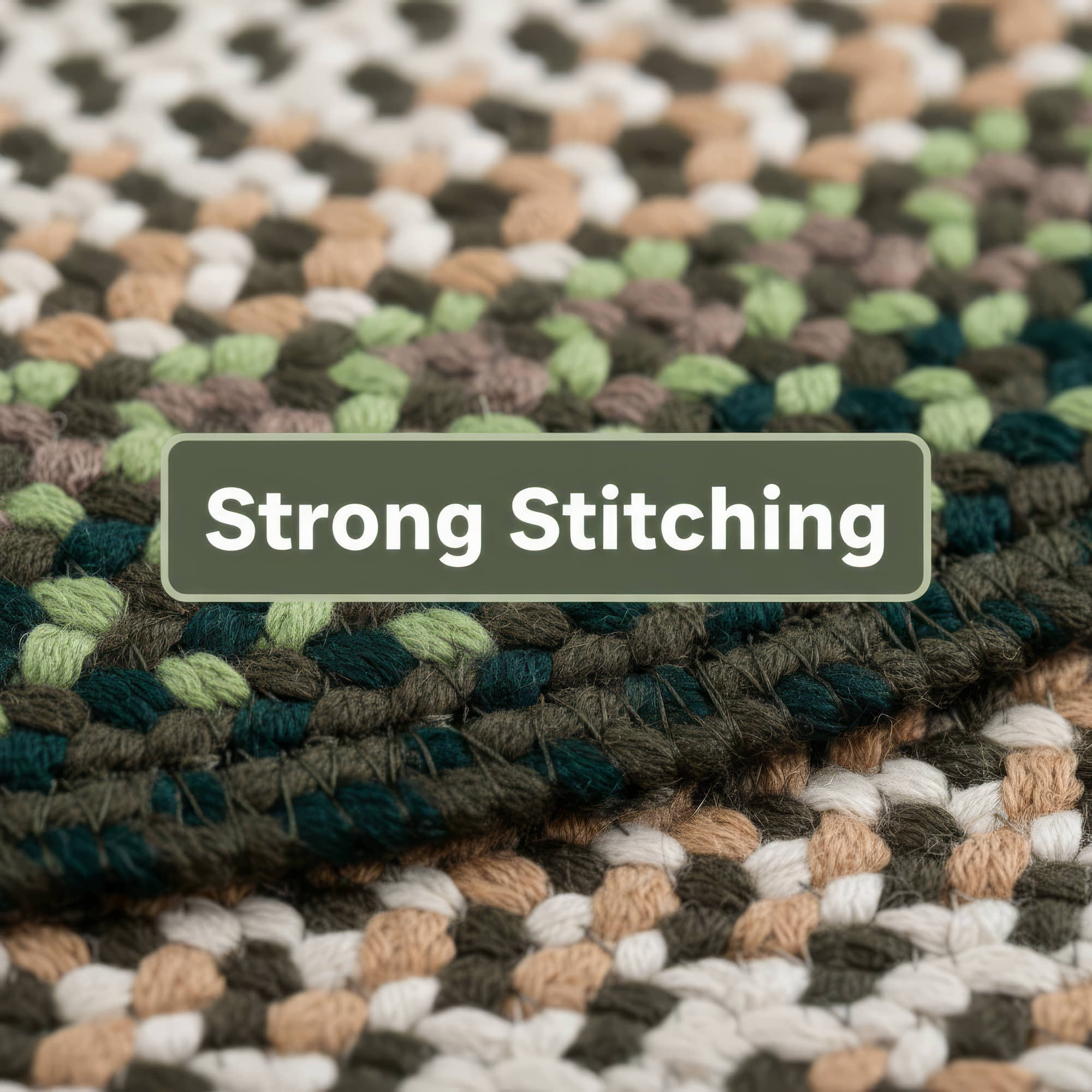 Green Charming Braided Rug for Farmhouse Living Rooms and Bedroom