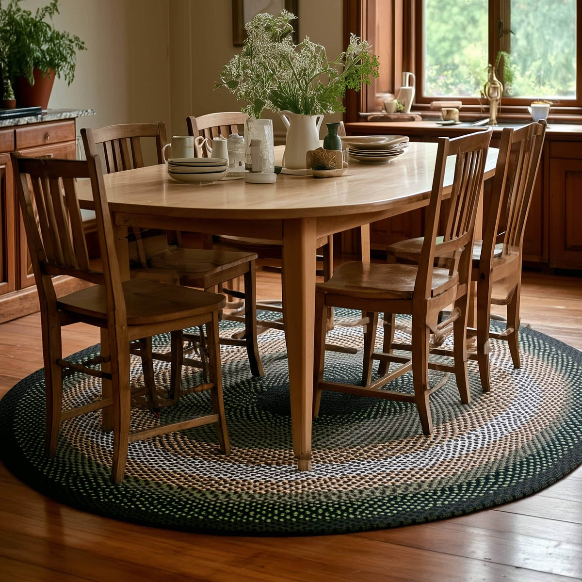 Green Plymouth Collection braided rug 6' Round #size_6' Round