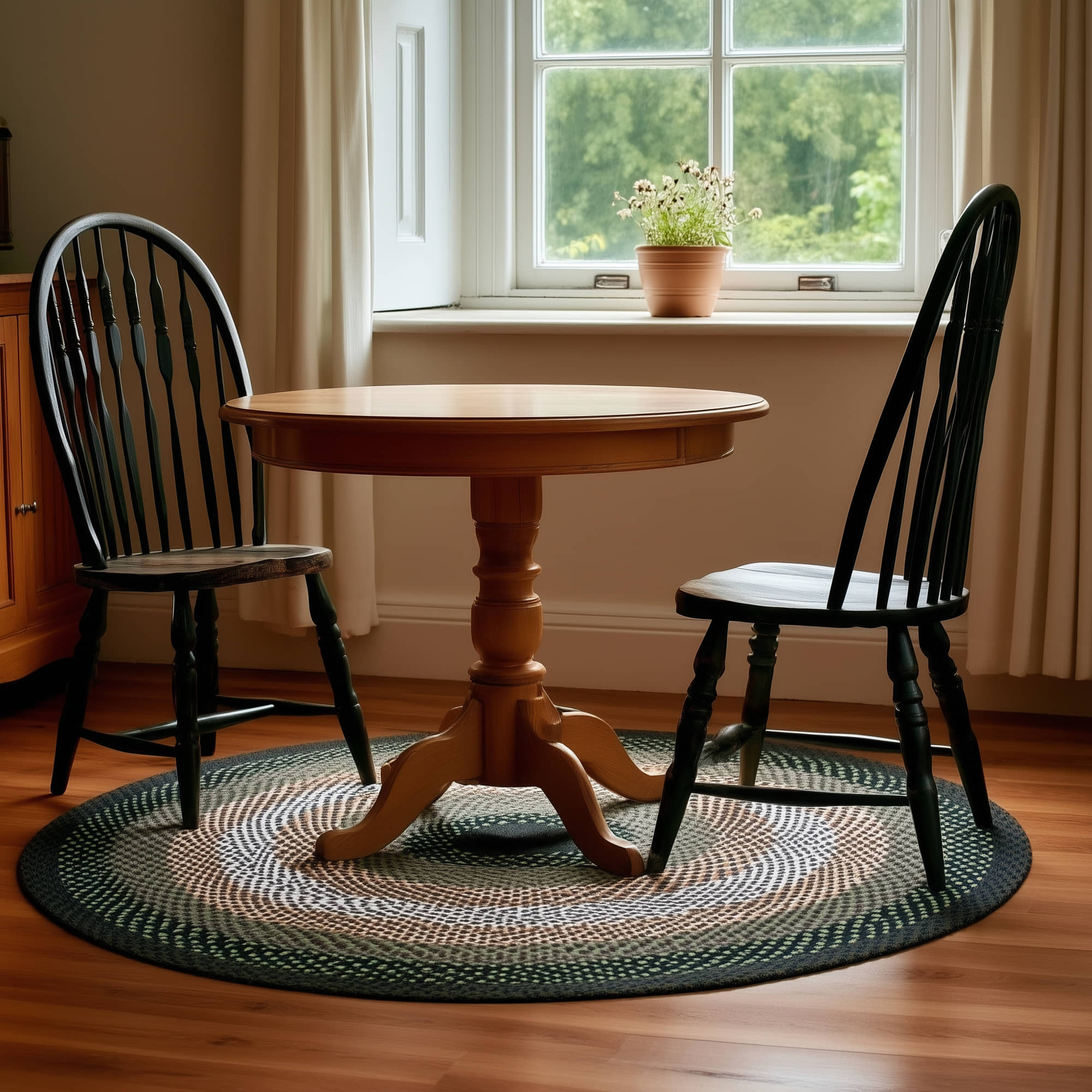 Green Charming Braided Rug for Farmhouse Living Rooms and Bedroom