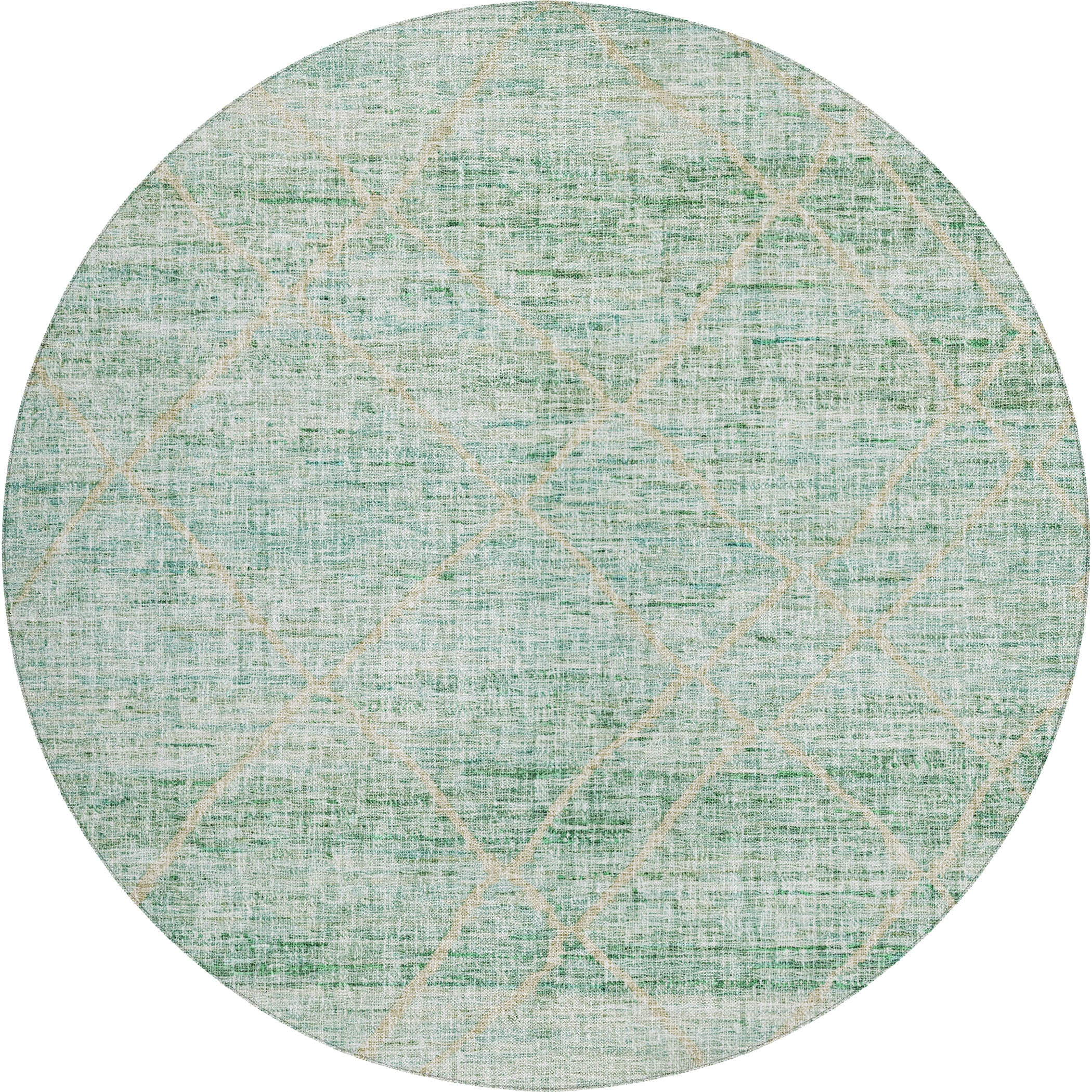 Luxury Washable Indoor/Outdoor Transitional PO1 Aloe Green Rug 8' x 8' #shape_Rectangle
