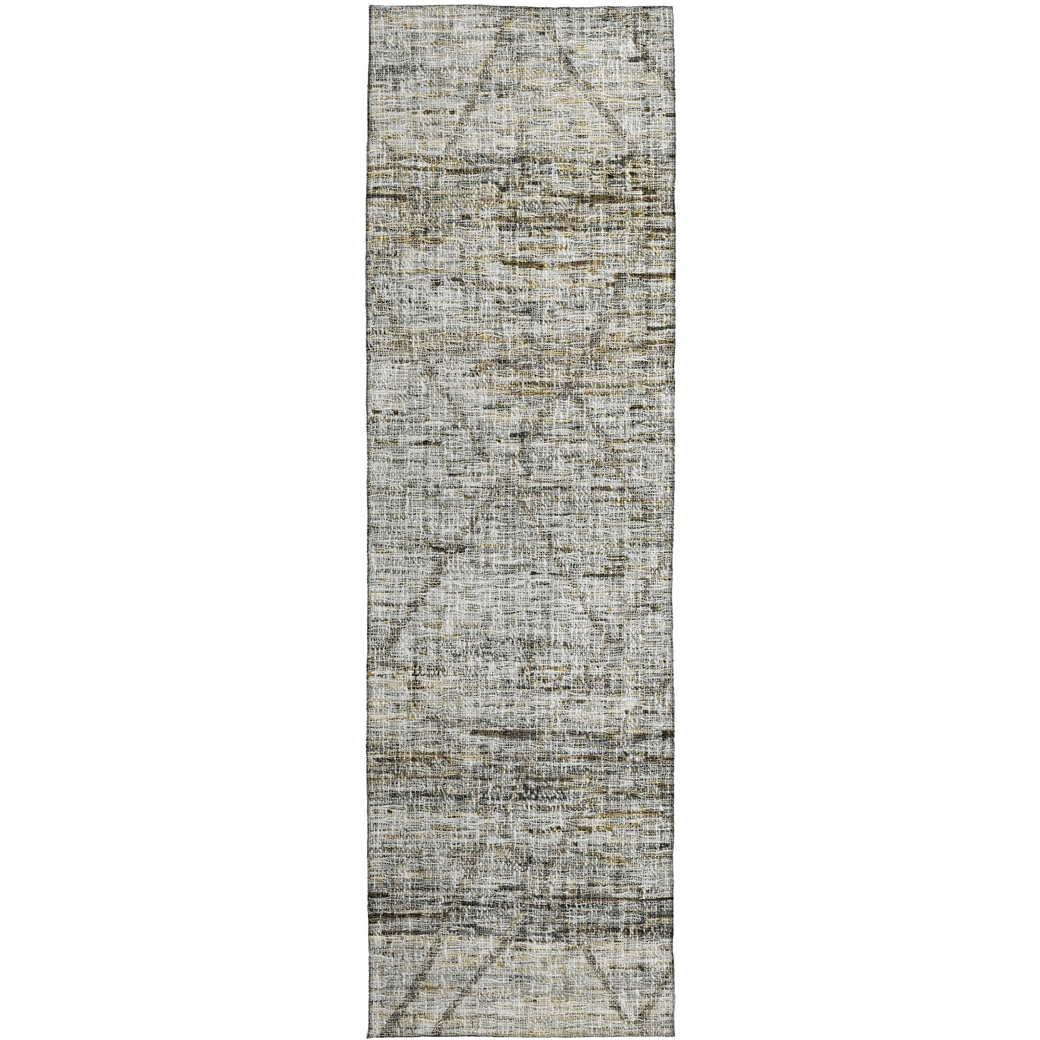 Luxury Washable Indoor/Outdoor Transitional PO1 Pewter Gray Rug 2'3" x 7'6" #shape_Runner
