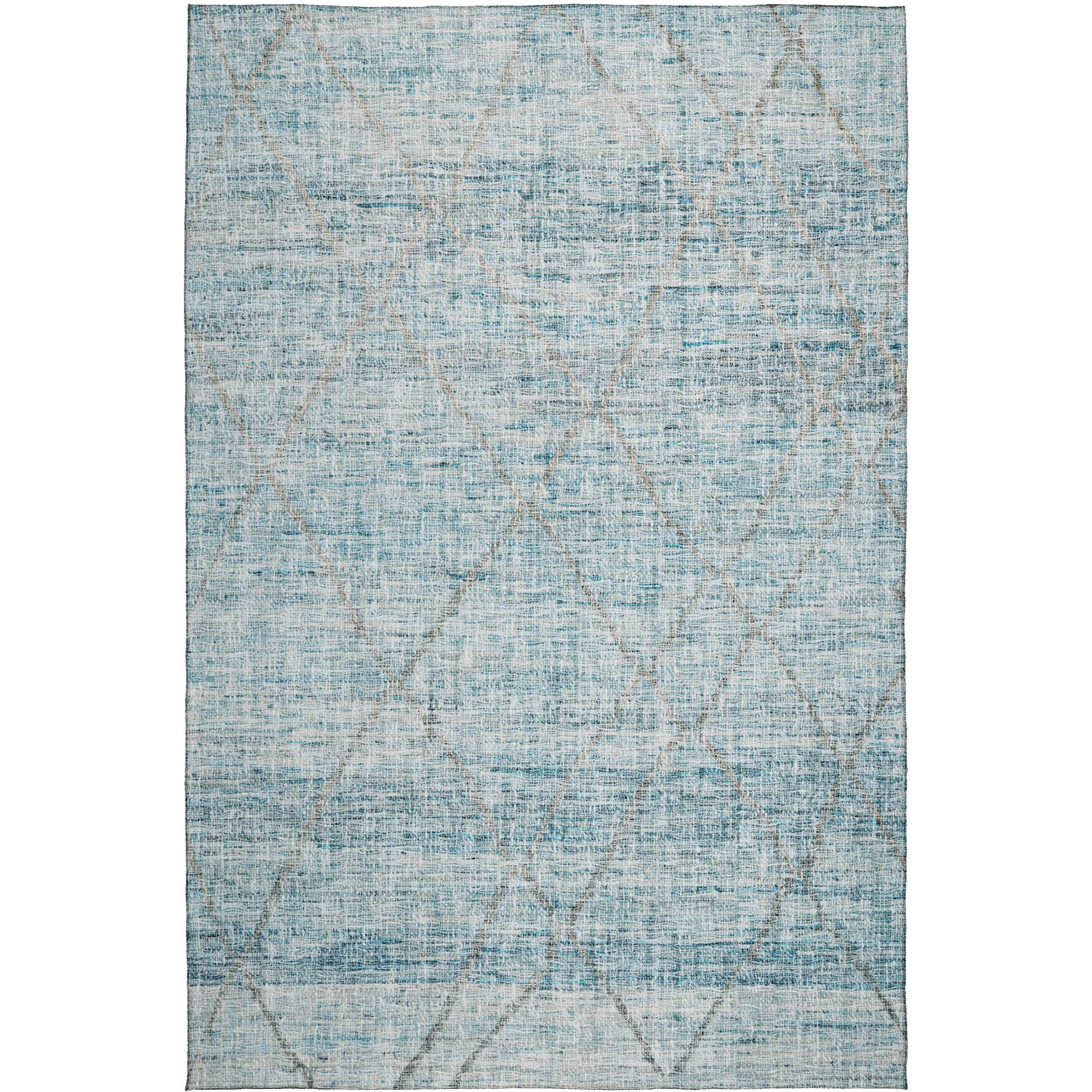 Luxury Washable Indoor/Outdoor Transitional PO1 Teal Rug 2'6" x 3'10" #shape_Rectangle