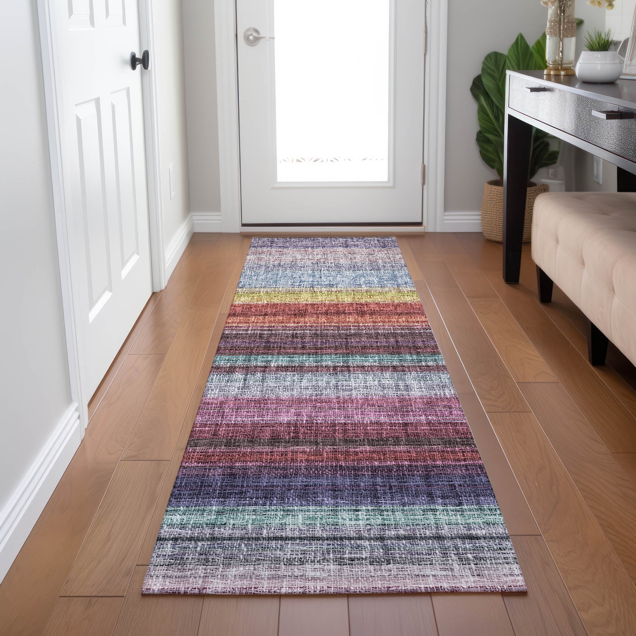 Luxury Washable Indoor/Outdoor Transitional PO2 Lavender Purple Rug 2'3" x 7'6" #shape_Runner