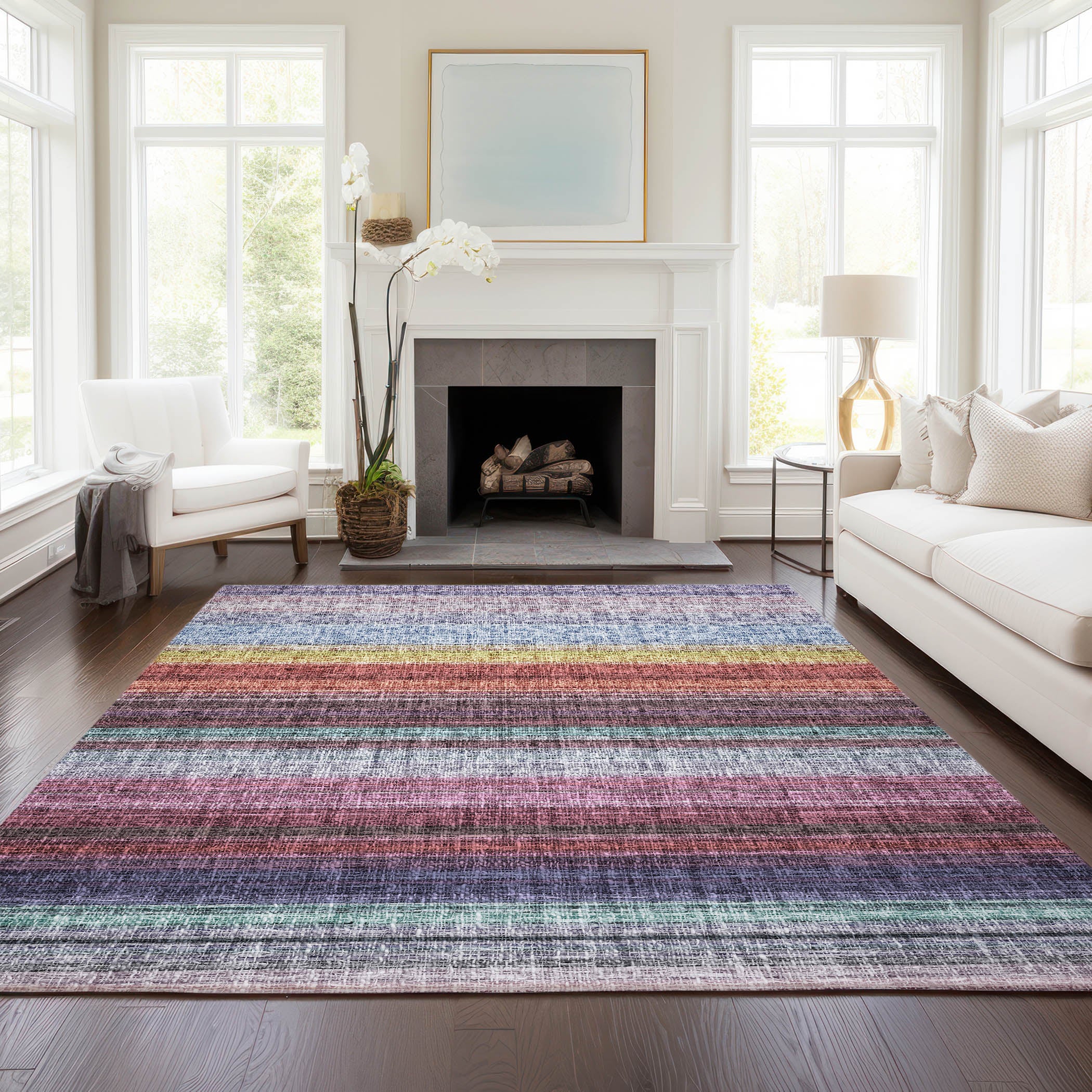 Luxury Washable Indoor/Outdoor Transitional PO2 Lavender Purple Rug 2'6" x 3'10" #shape_Rectangle