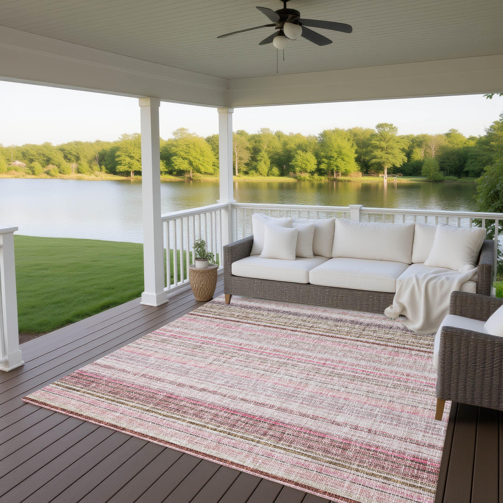 Luxury Washable Indoor/Outdoor Transitional PO2 Pink Rug 2'6" x 3'10" #shape_Rectangle