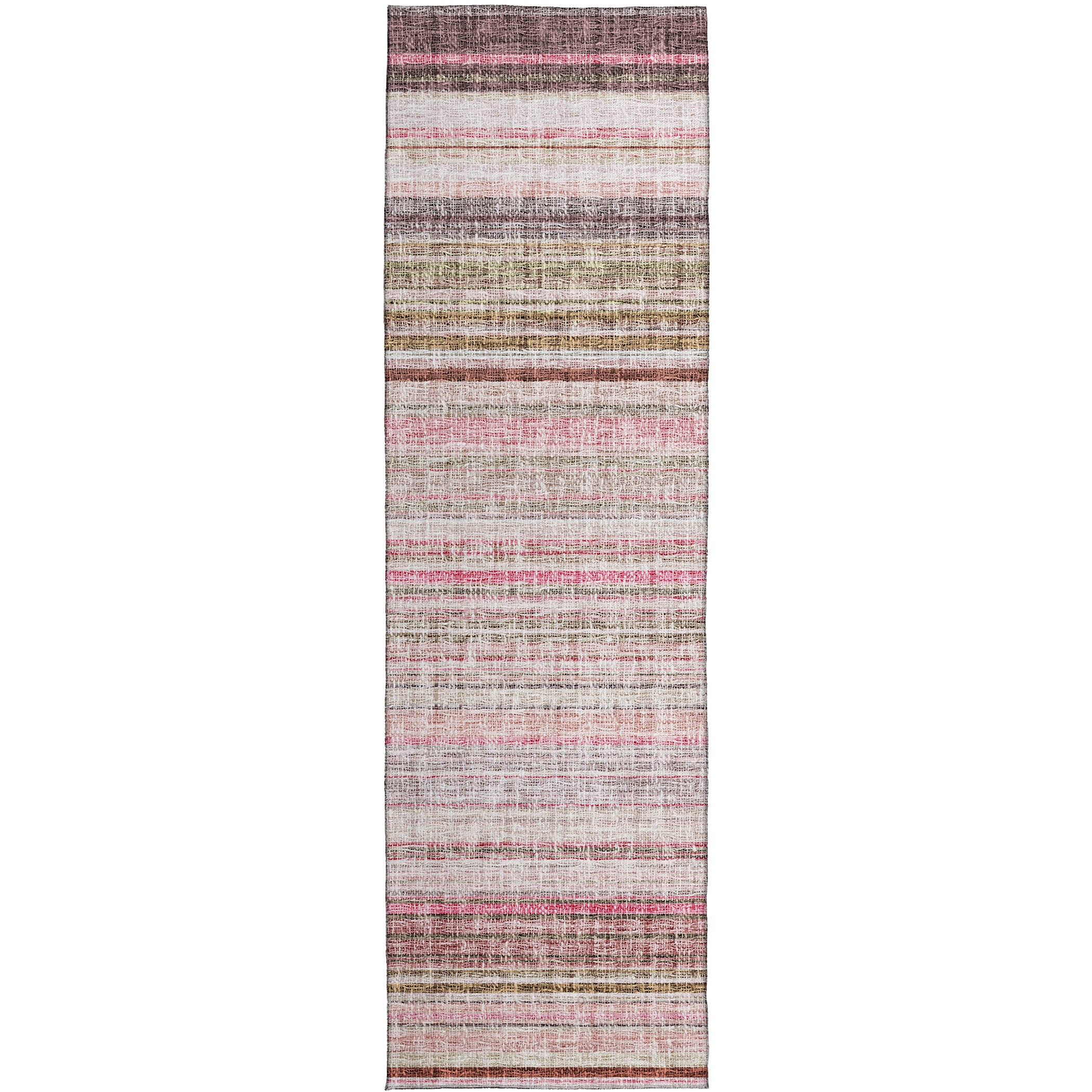 Luxury Washable Indoor/Outdoor Transitional PO2 Pink Rug 2'3" x 7'6" #shape_Runner