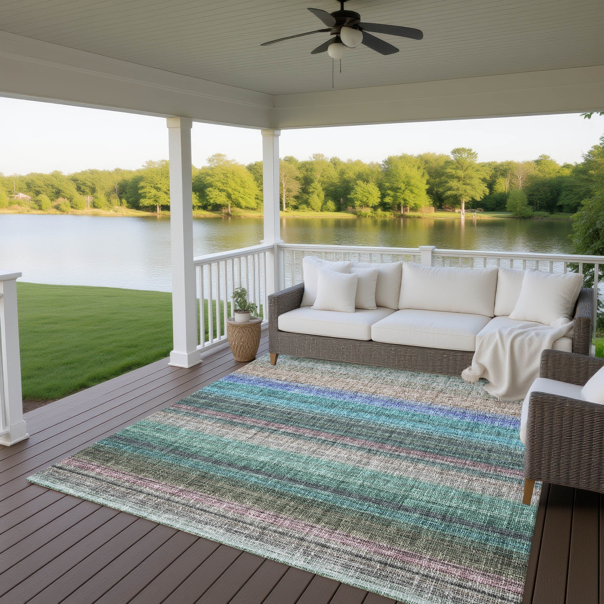Luxury Washable Indoor/Outdoor Transitional PO2 Sage Green Rug 2'6" x 3'10" #shape_Rectangle