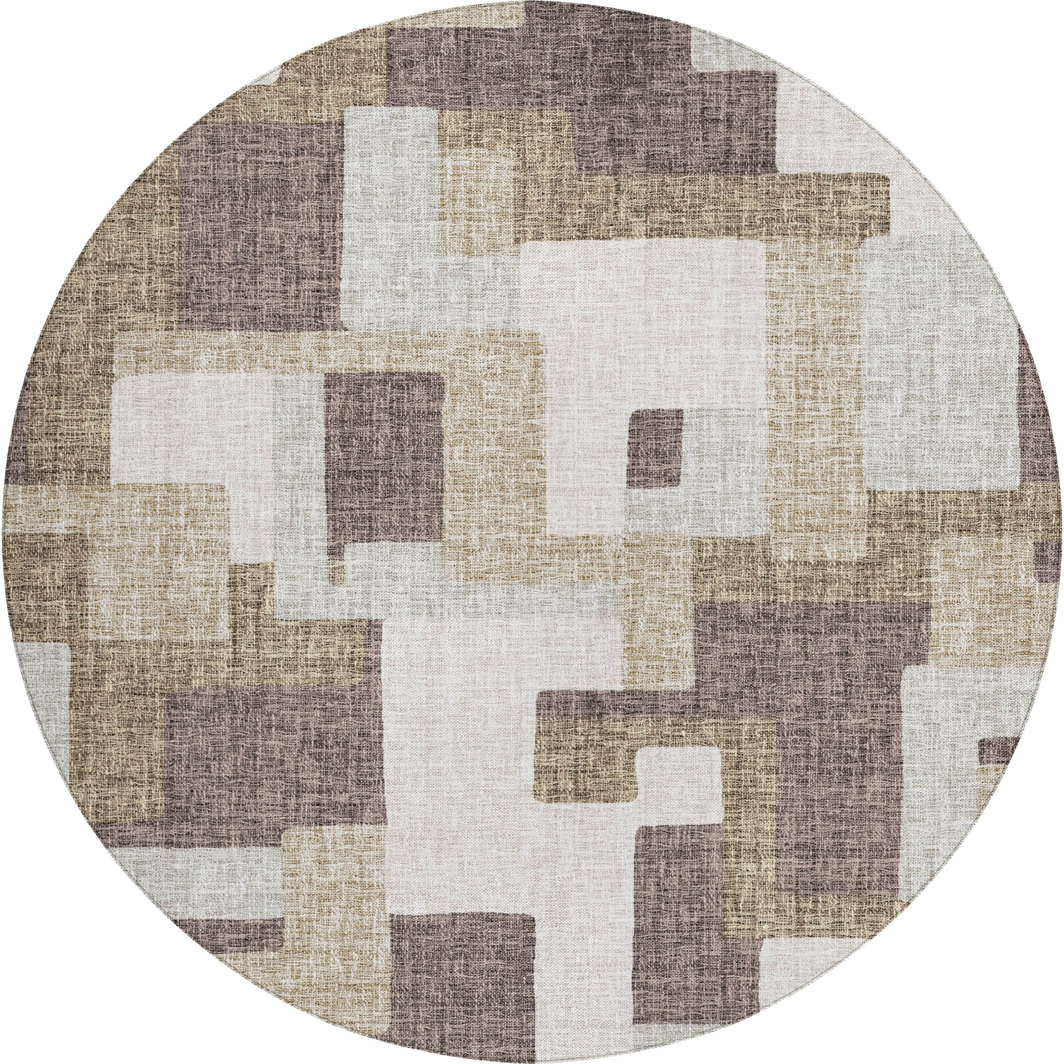 Luxury Washable Indoor/Outdoor Transitional PO3 Brown Rug 8' x 8' #shape_Rectangle