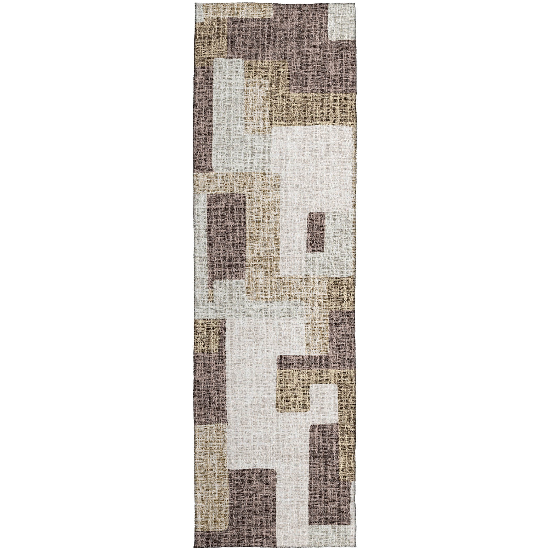 Luxury Washable Indoor/Outdoor Transitional PO3 Brown Rug 2'3" x 7'6" #shape_Runner