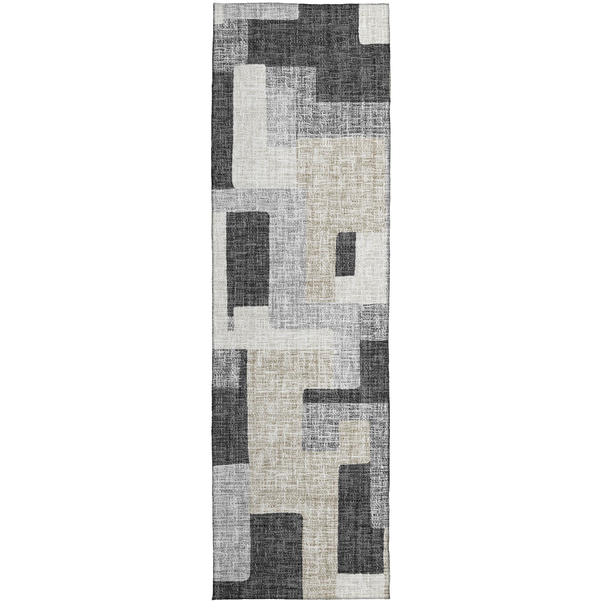 Luxury Washable Indoor/Outdoor Transitional PO3 Gray Rug 2'3" x 7'6" #shape_Runner