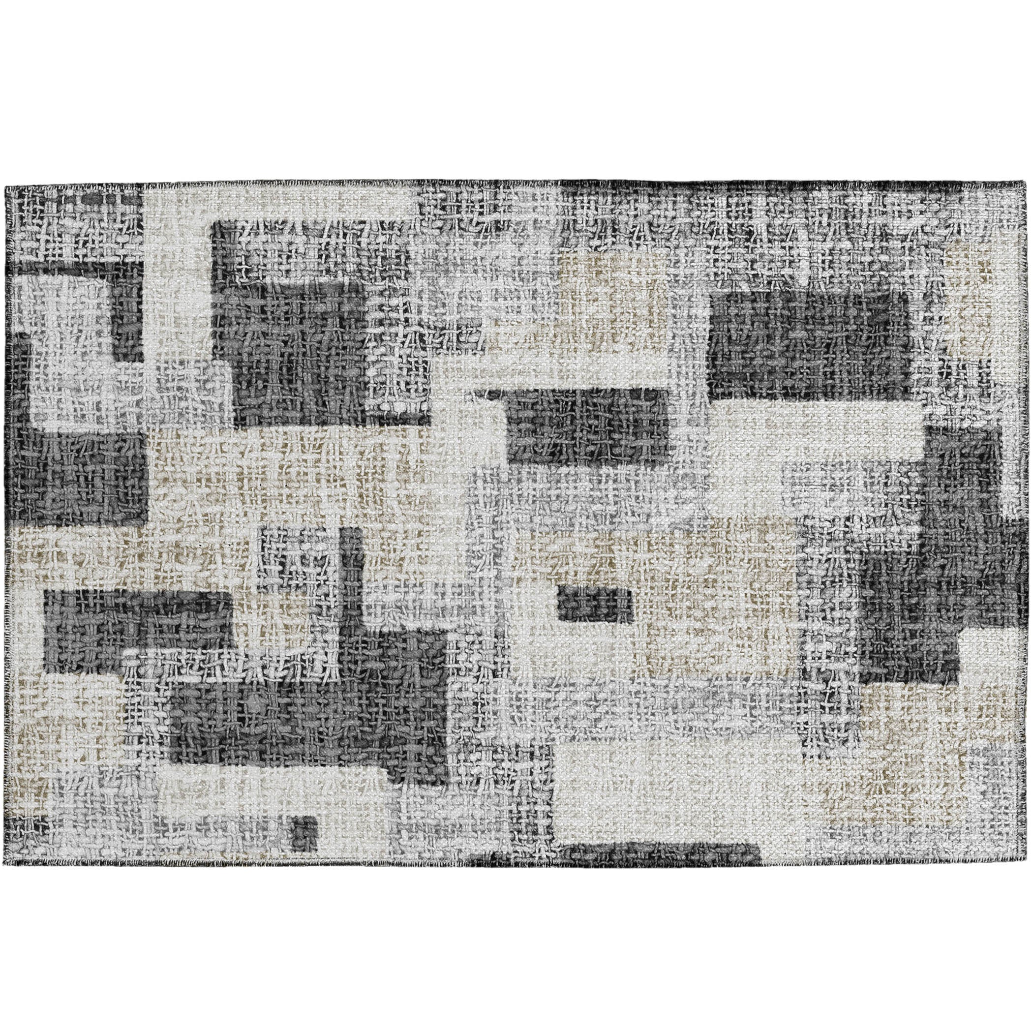 Luxury Washable Indoor/Outdoor Transitional PO3 Gray Rug 1'8" x 2'6" #shape_Rectangle