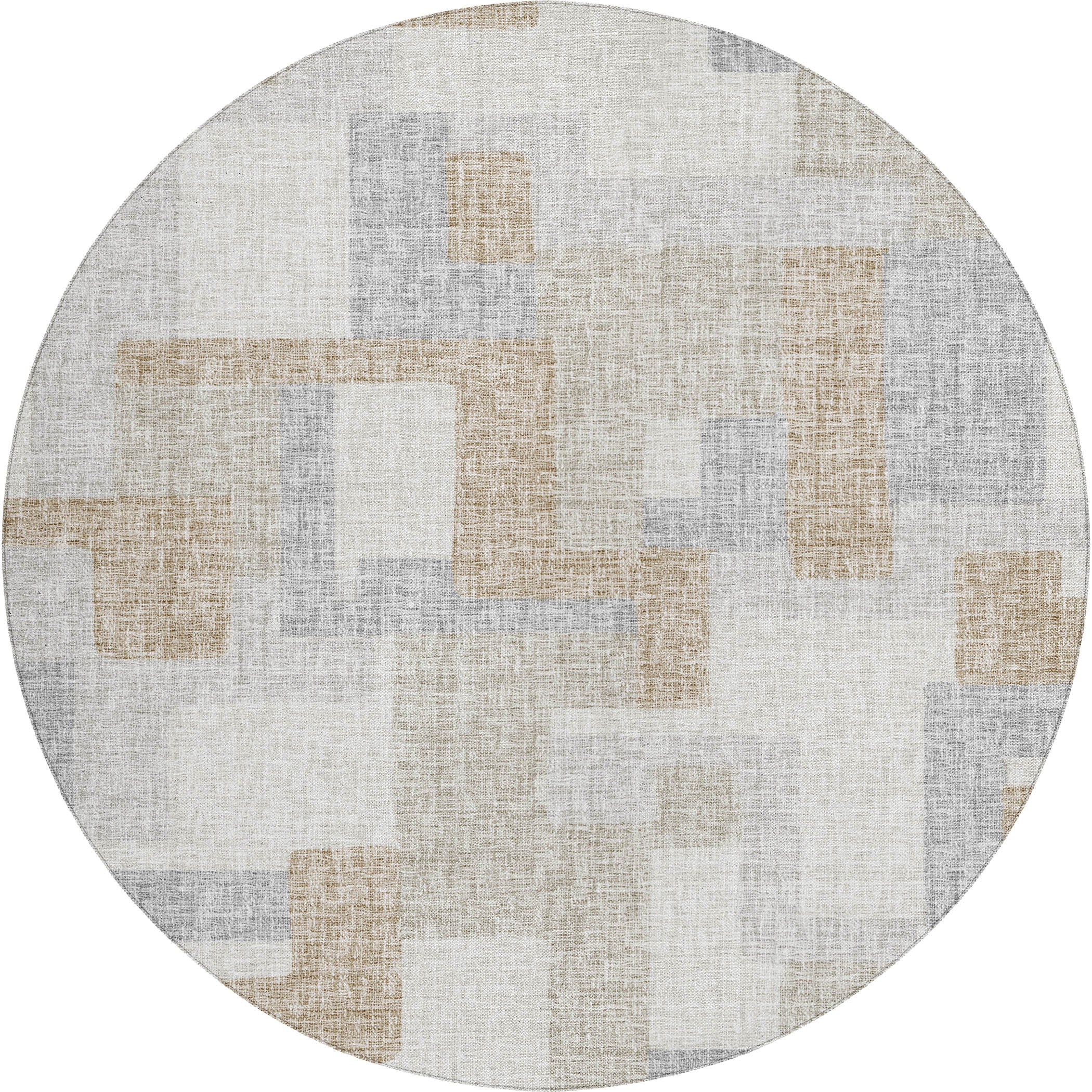 Luxury Washable Indoor/Outdoor Transitional PO3 Ivory Rug 8' x 8' #shape_Rectangle