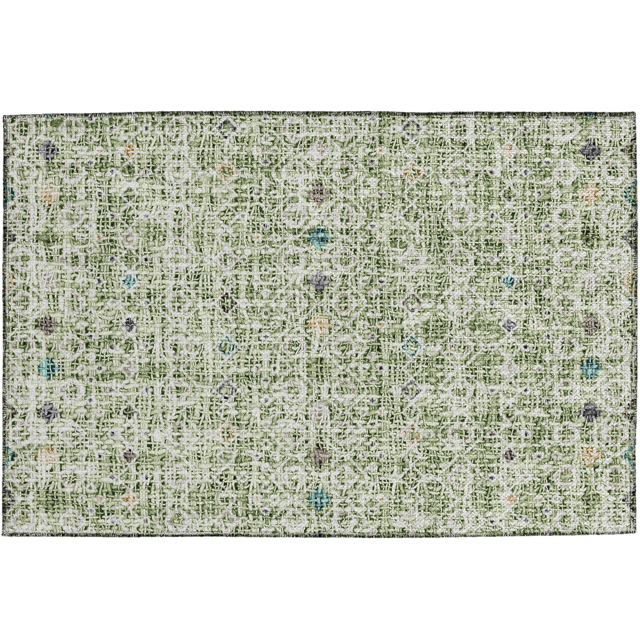 Luxury Washable Indoor/Outdoor Transitional PO4 Aloe Green Rug 1'8" x 2'6" #shape_Rectangle