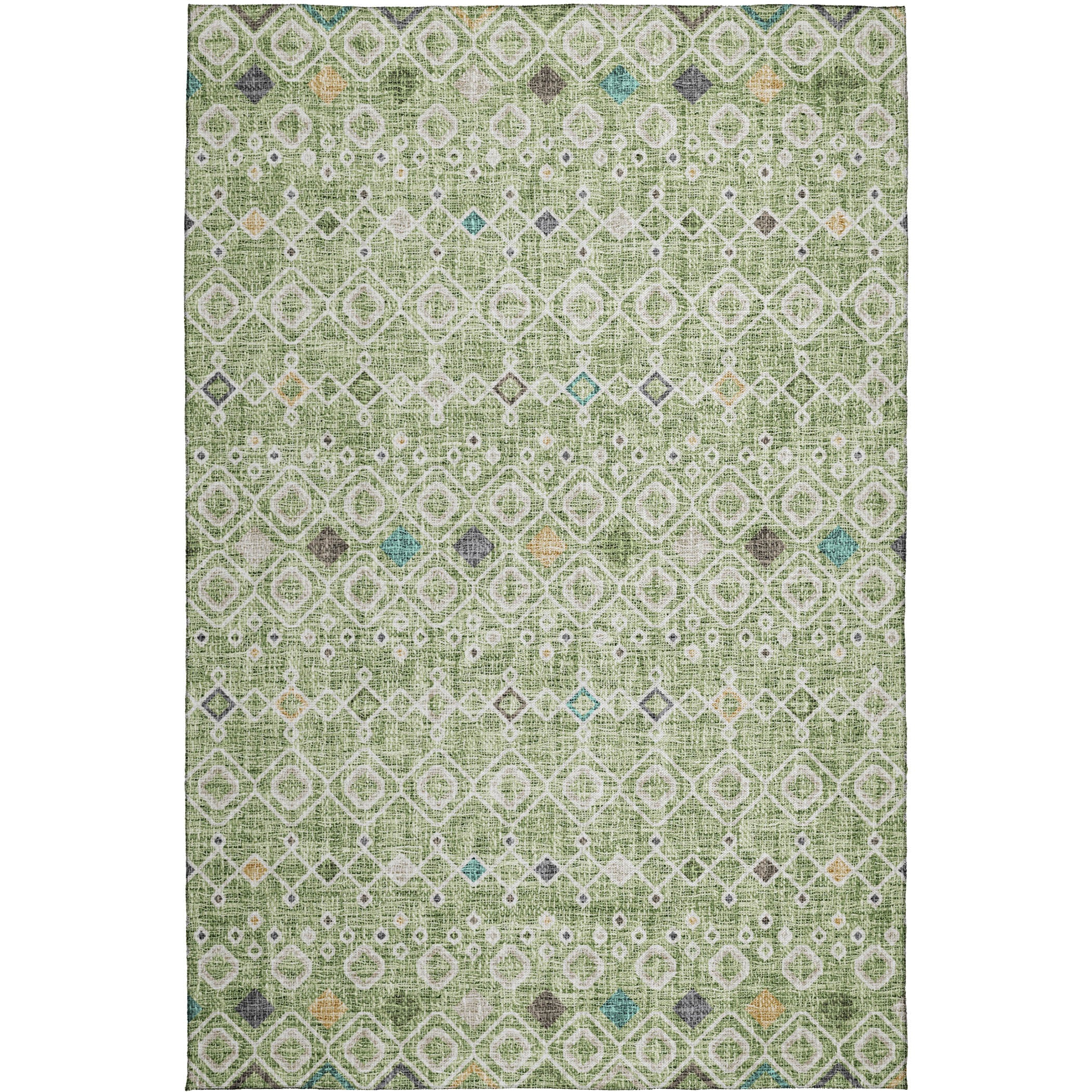 Luxury Washable Indoor/Outdoor Transitional PO4 Aloe Green Rug 2'6" x 3'10" #shape_Rectangle