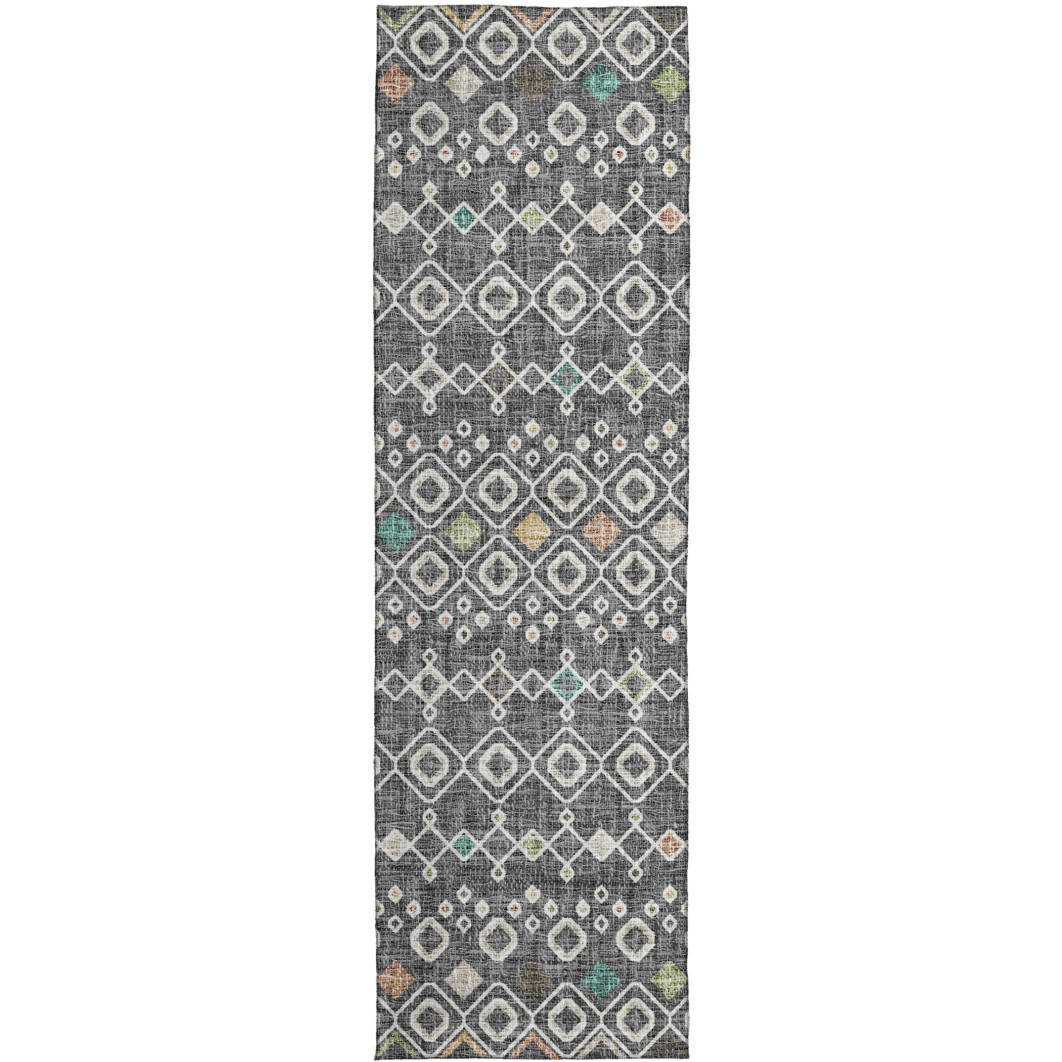 Luxury Washable Indoor/Outdoor Transitional PO4 Gray Rug 2'3" x 7'6" #shape_Runner