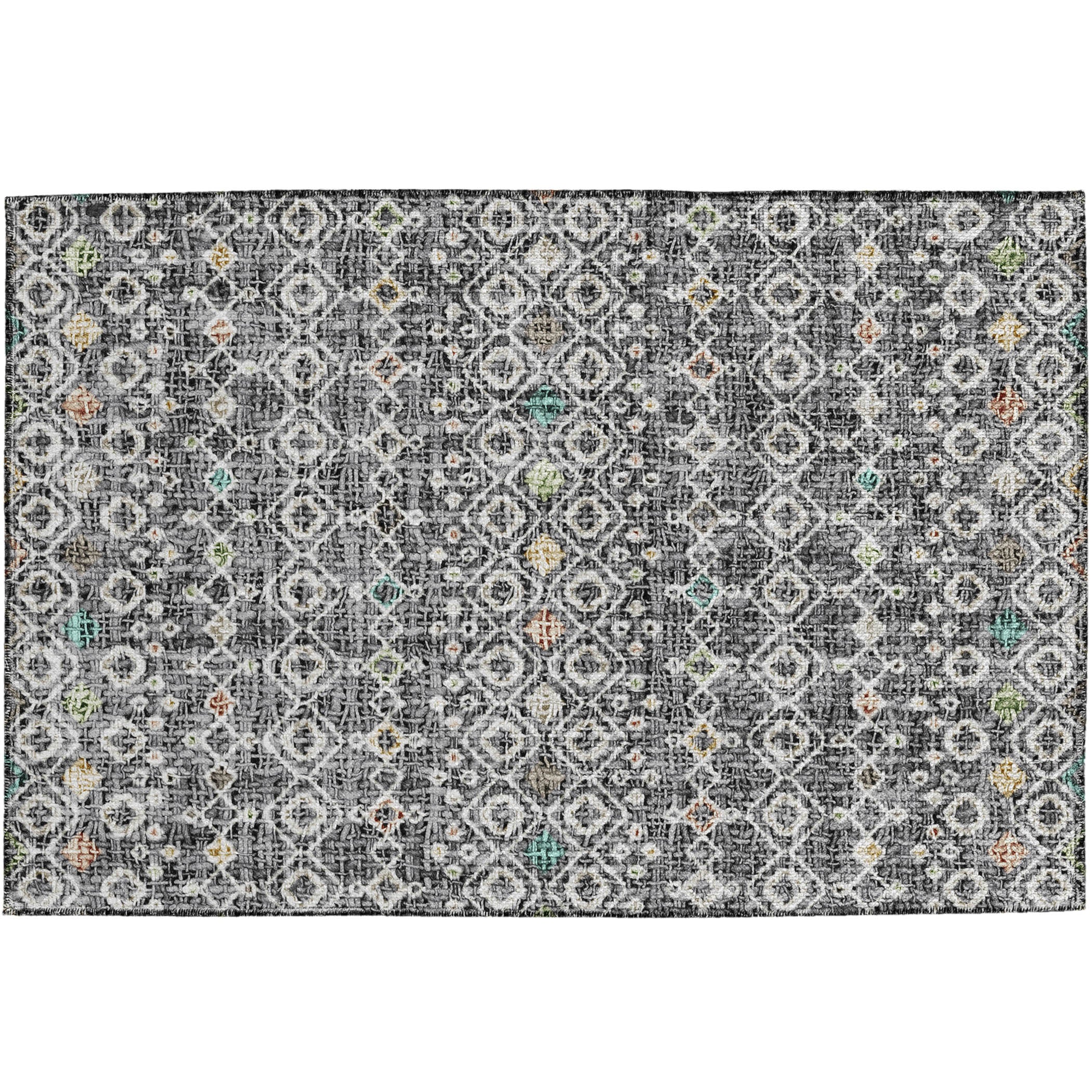 Luxury Washable Indoor/Outdoor Transitional PO4 Gray Rug 1'8" x 2'6" #shape_Rectangle