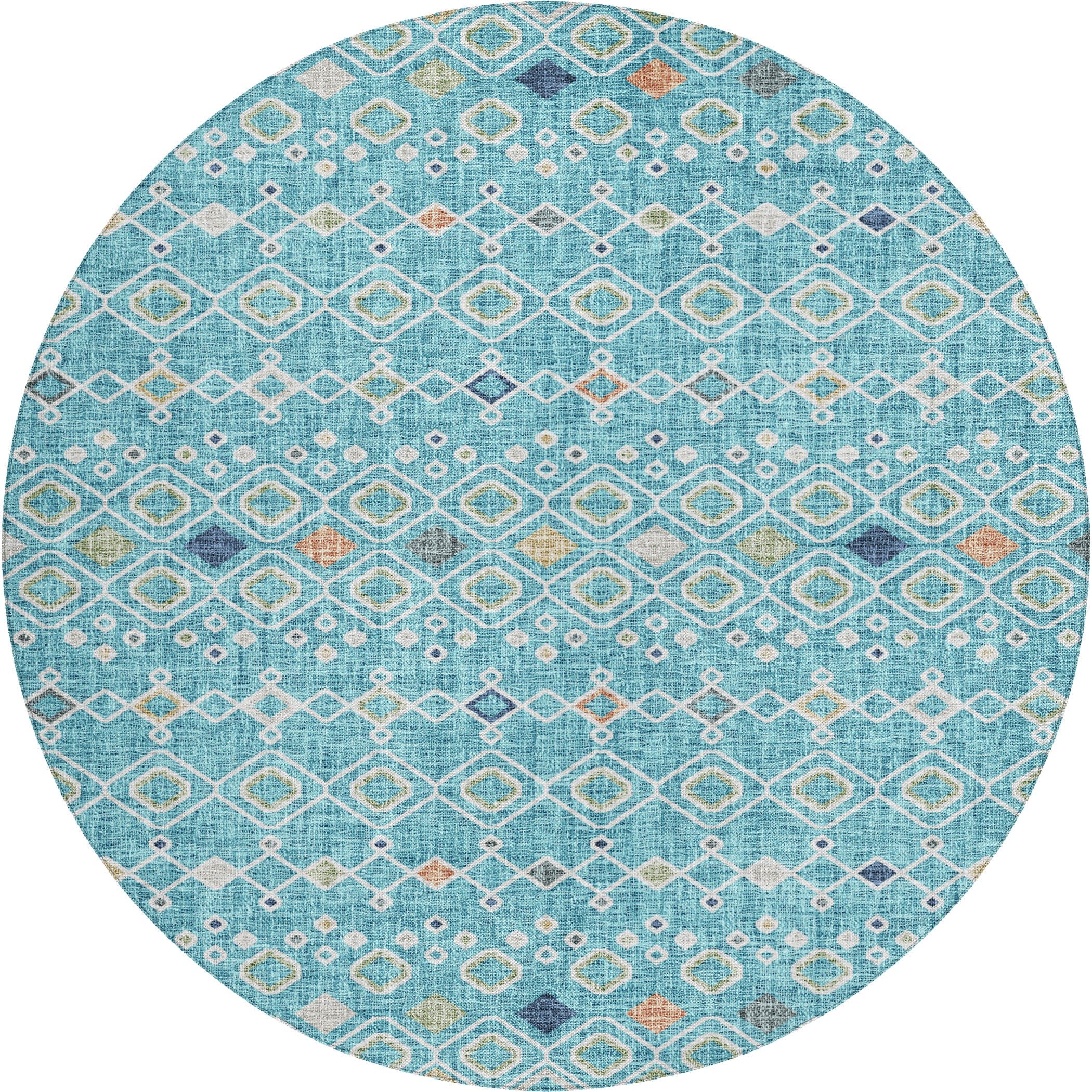 Luxury Washable Indoor/Outdoor Transitional PO4 Teal Rug 8' x 8' #shape_Rectangle