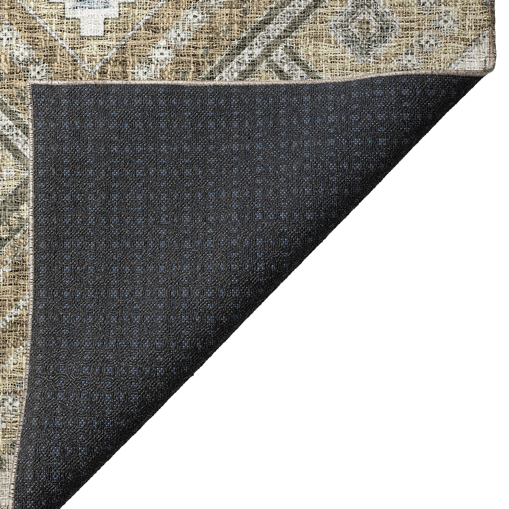 Luxury Washable Indoor/Outdoor Transitional PO5 Beige Brown Rug 1'8" x 2'6" #shape_Rectangle