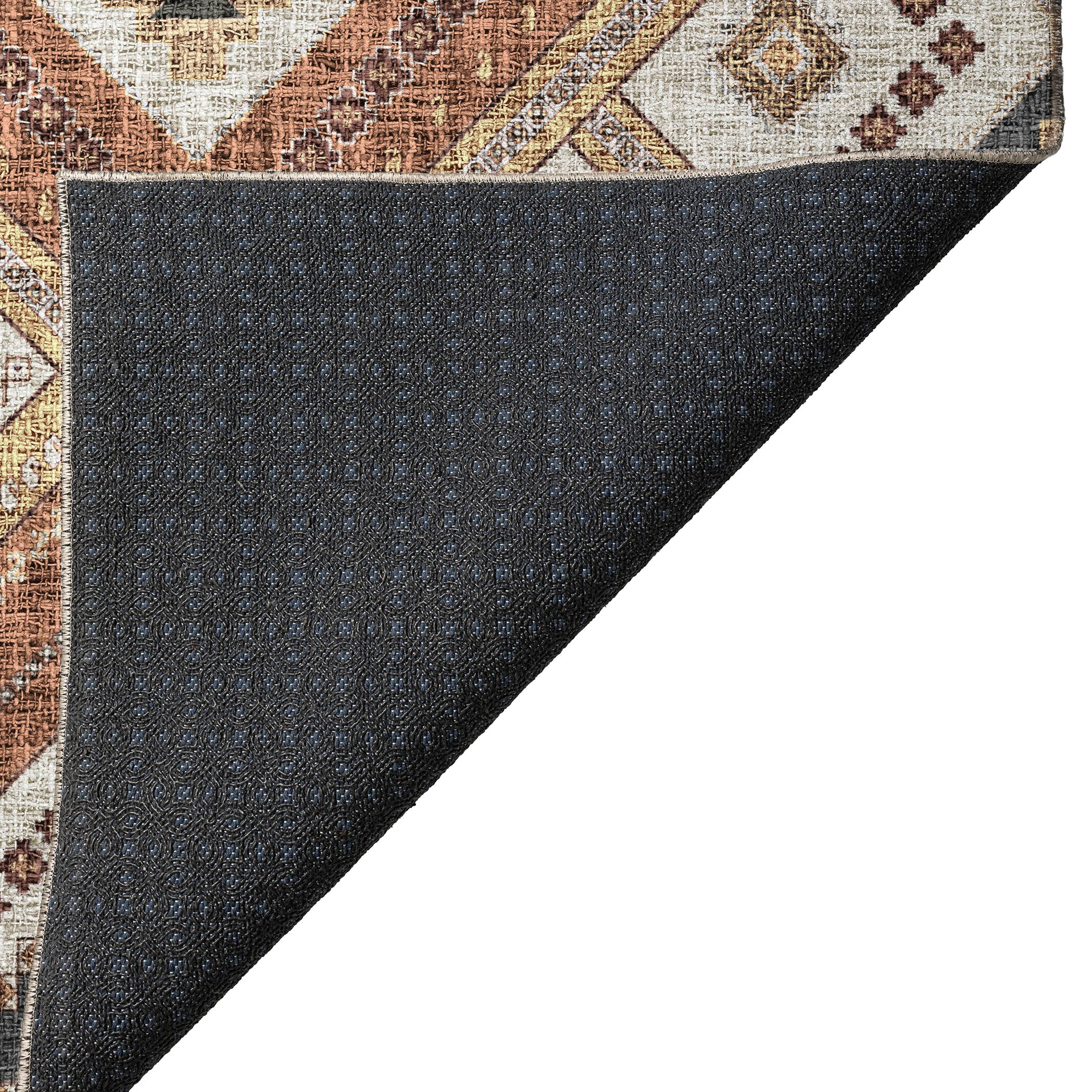 Luxury Washable Indoor/Outdoor Transitional PO5 Copper Orange Rug 1'8" x 2'6" #shape_Rectangle