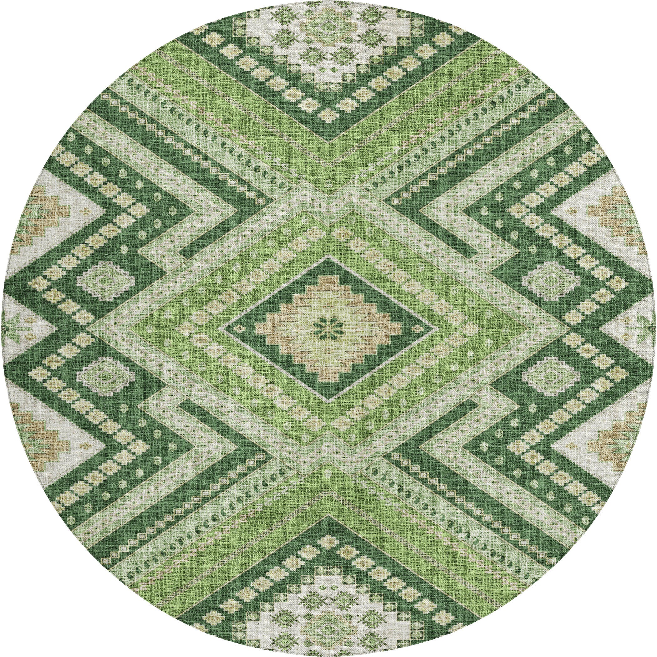 Luxury Washable Indoor/Outdoor Transitional PO5 Green Rug 8' x 8' #shape_Rectangle