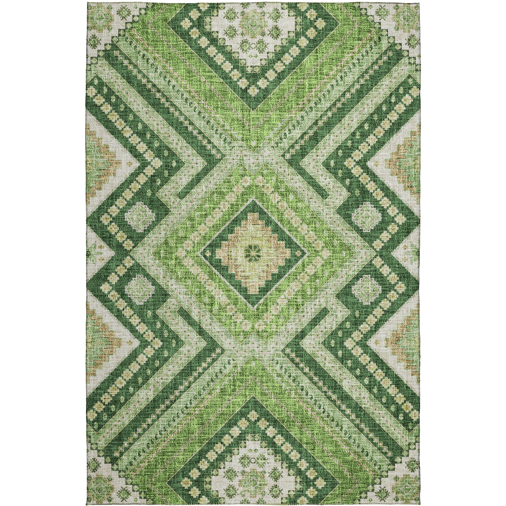 Luxury Washable Indoor/Outdoor Transitional PO5 Green Rug 2'6" x 3'10" #shape_Rectangle