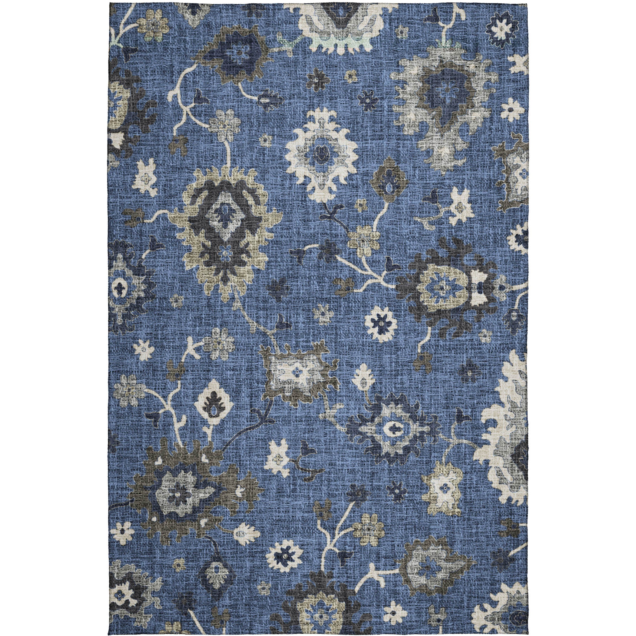 Luxury Washable Indoor/Outdoor Transitional PO6 Blue Rug 2'6" x 3'10" #shape_Rectangle